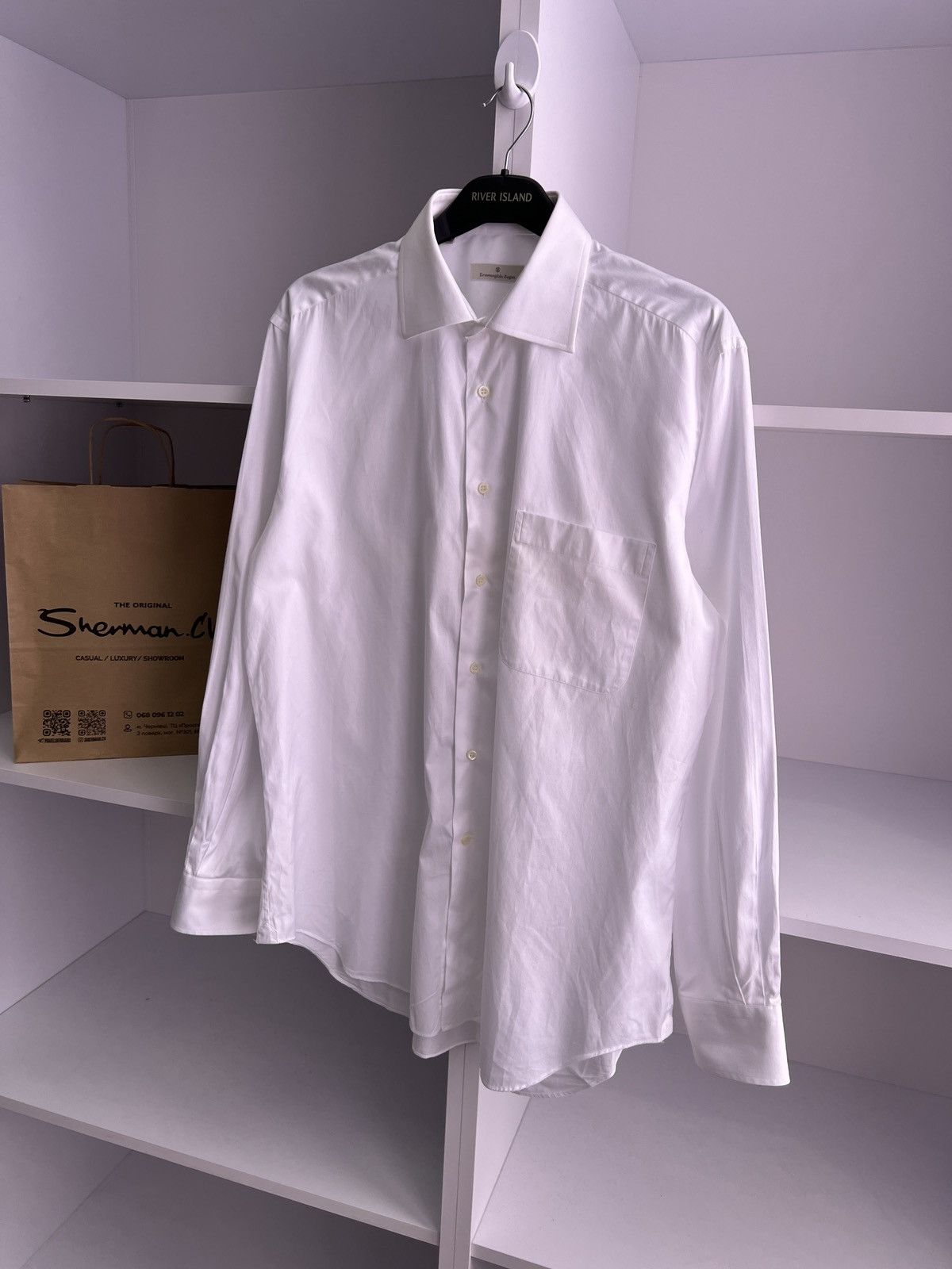 Ermenegildo Zegna × Vintage Vintage Ermenegildo Zegna White Button Up Shirt Size US M / EU 48-50 / 2 - 4 Thumbnail