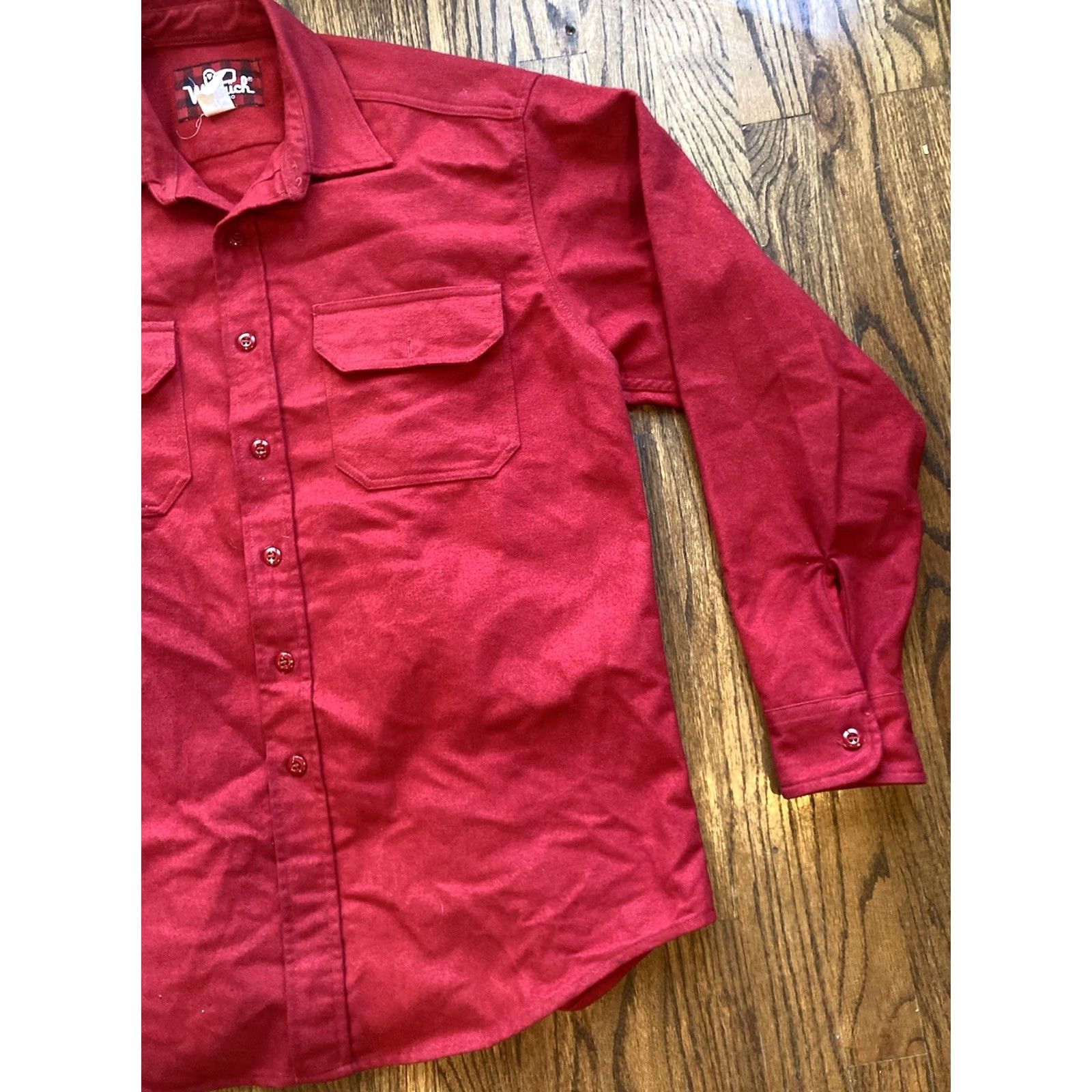 Vintage VINTAGE Woolrich Shirt Jacket Mens Large Red Long Sleeve Button Up Flannel Size US L / EU 52-54 / 3 - 3 Thumbnail