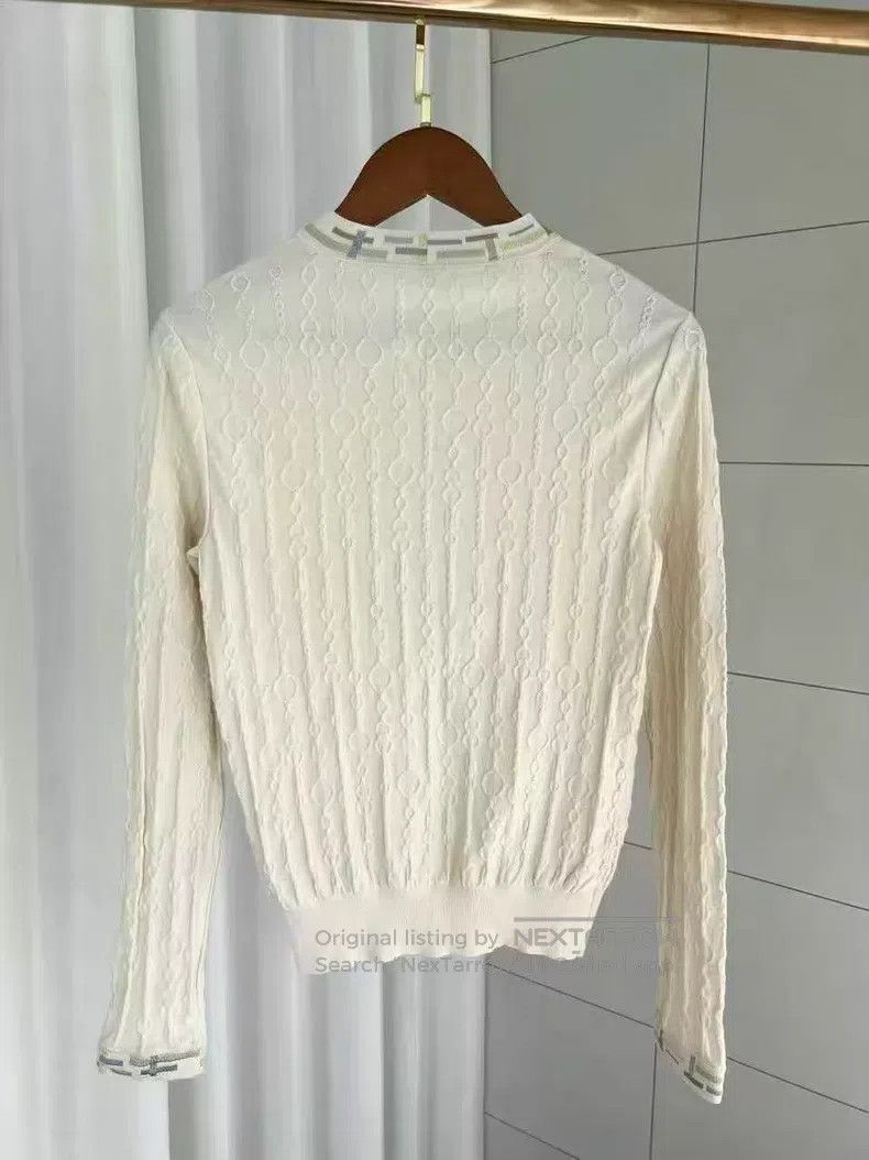 Hermes Hermes Chain Texture Jacquard Round Neck Long Sleeve Cashm Size XXS / US 00 / IT 34 - 2 Thumbnail