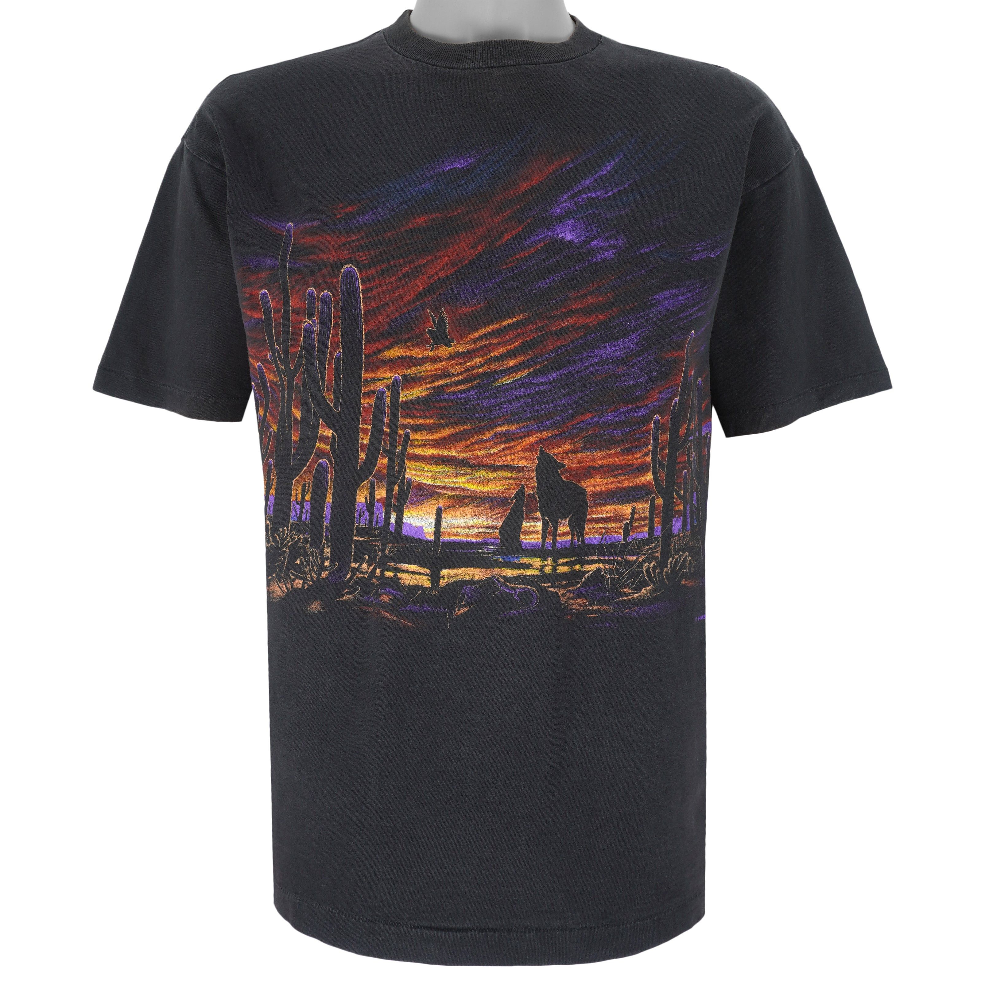 Habitat Vintage - Sunset Desert Wolves Single Stitch T-Shirt 1990s Size US L / EU 52-54 / 3 - 1 Thumbnail