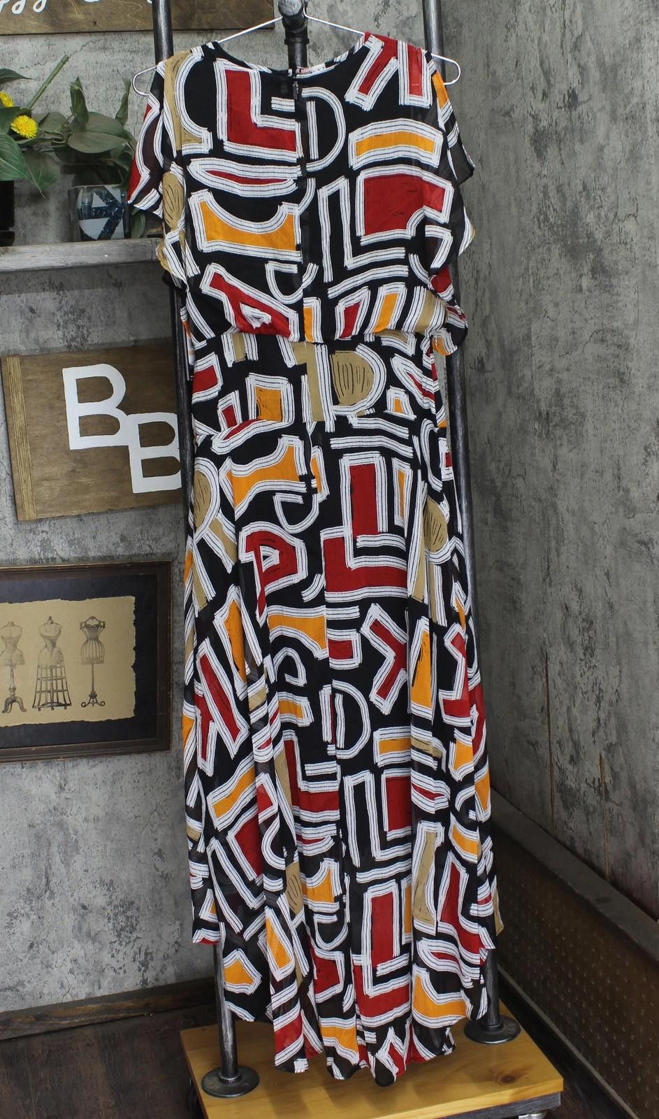 Karl Lagerfeld Nwt Karl Lagerfeld Womens Flutter-sleeve Dress Black Multi 2 Size XS / US 0-2 / IT 36-38 - 2 Thumbnail