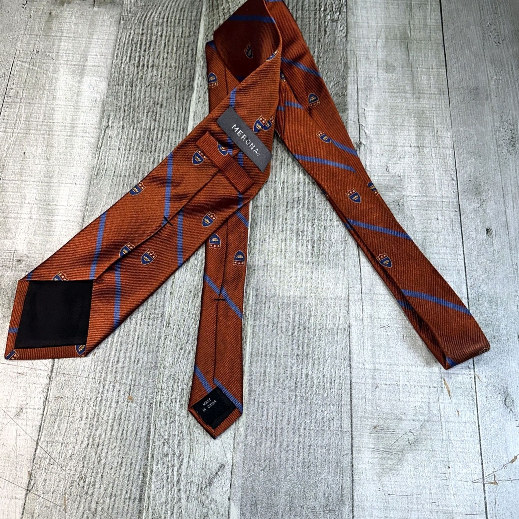 Merona Merona Tie Striped 59 In Blue Amber Men’s Pre-owned Size ONE SIZE - 3 Thumbnail