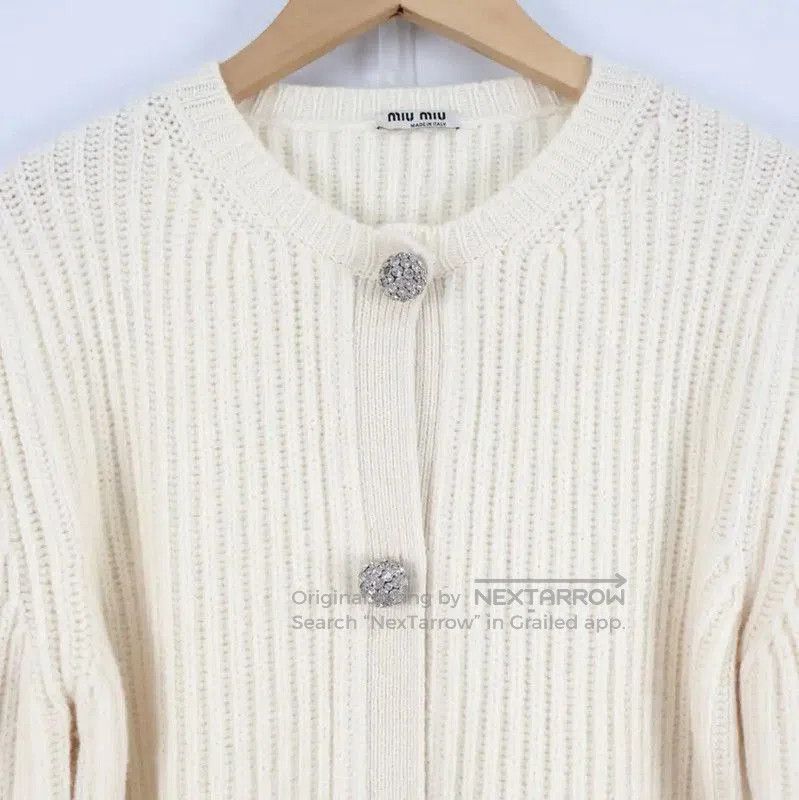Miu Miu Miu Miu White Wool Women's Cardigan . Size L / US 10 / IT 46 - 3 Thumbnail