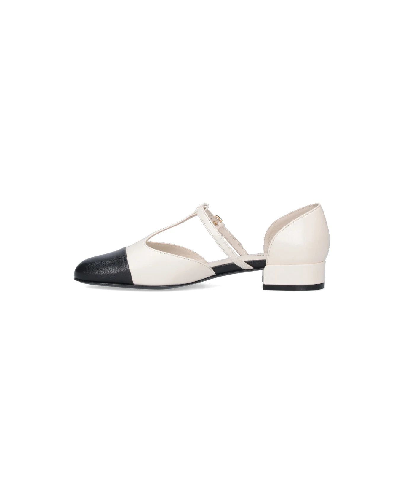 Salvatore Ferragamo o1s1rm0126 T-strap Ballet Pumps in White/Black Size US 11 / IT 41 - 3 Thumbnail