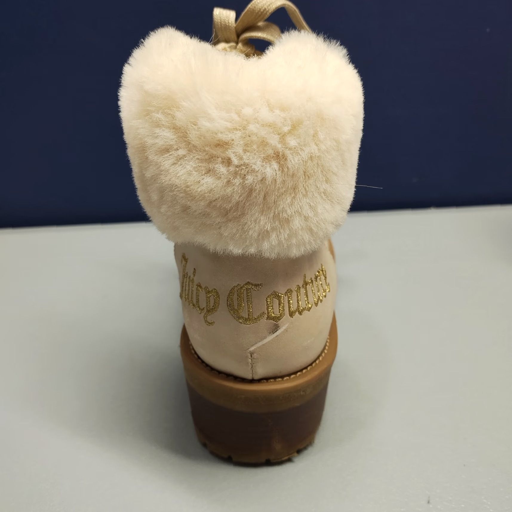 Juicy Couture Juicy Couture Heeled Boots Women's Size 8M Gold Sude Leather Faux Fur Lace-up Bootie Size US 8 / IT 38 - 4 Thumbnail