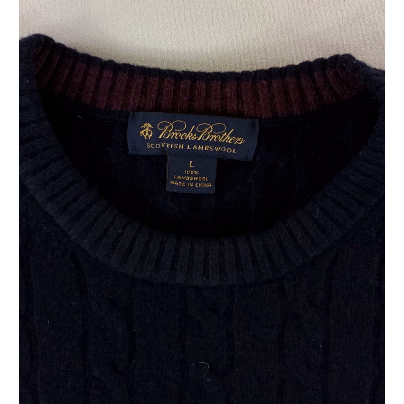 Brooks Brothers Brooks Brothers Sweater Cable Knit Navy Blue Mens L Pullover Lambs Wool Scottish Navy L Size US L / EU 52-54 / 3 - 2 Thumbnail