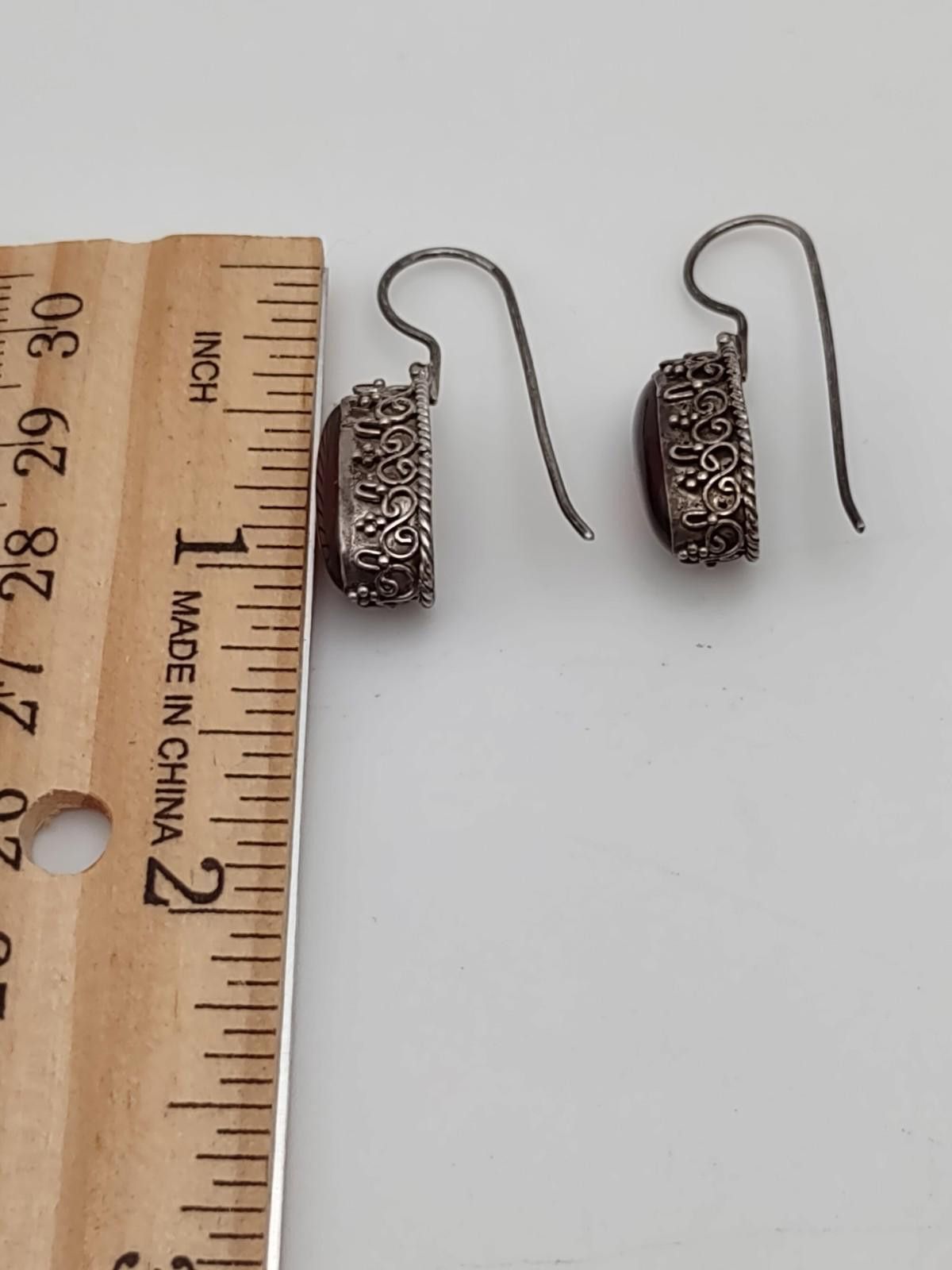 The Unbranded Brand 925 Israel Carnelian Filigree Drop Earrings Sterling Size ONE SIZE - 4 Thumbnail
