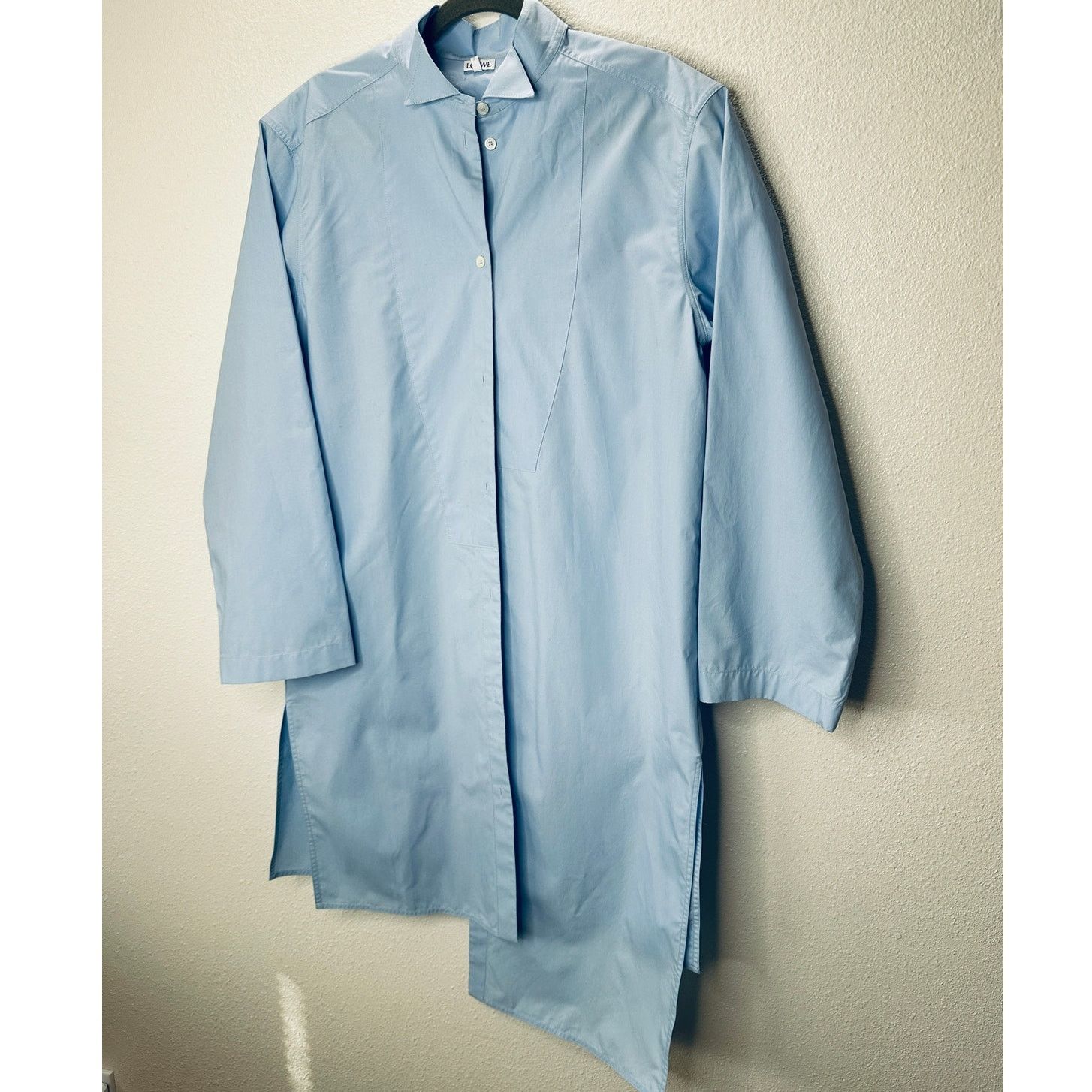 Loewe Loewe Blue Button Split Side Asymmetrical Hem Shirt Dress S Size S / US 4 / IT 40 - 4 Thumbnail