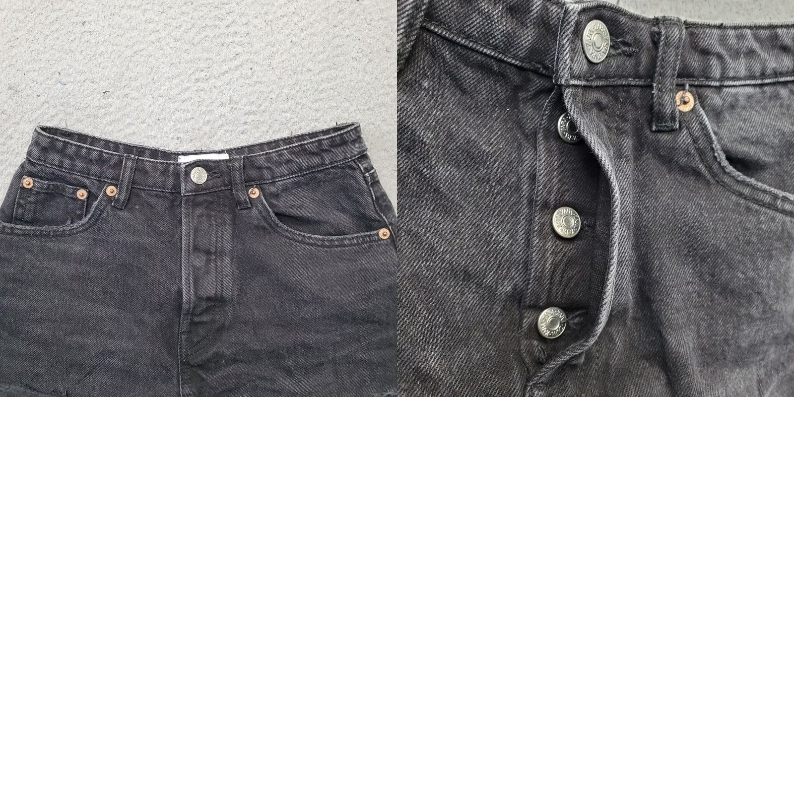 Zara Zara Womens Jeans Shorts 2 Black Denim 5 Pocket Stretch Button Fly Cuffed Denim Shorts Size 26" / US 2 / IT 38 - 8 Thumbnail