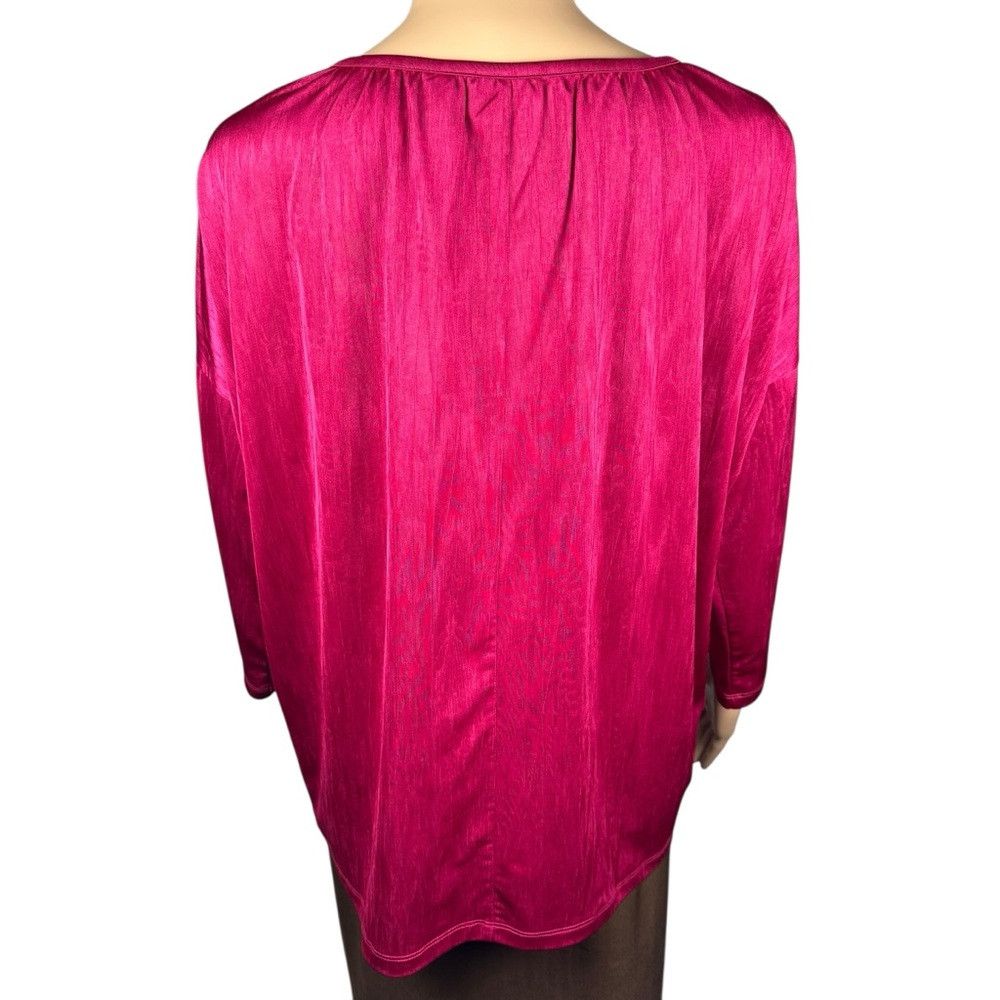 Chicos New Chico's Tukana Raspberry Evening Shine 3/4 Sleeves Top Size L / US 10 / IT 46 - 3 Thumbnail
