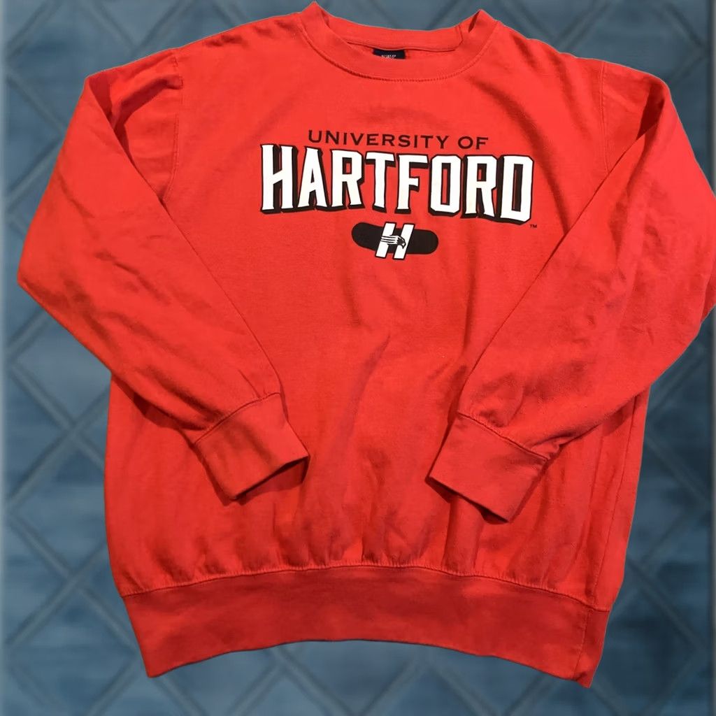 Hartford VINTAGE MV Sport University Of Hartford Red Crewneck Sweatshirt Large Men Crew Neck Sweatshirt Regular Fit Cotton Red University Shirt Size US L / EU 52-54 / 3 - 1 Thumbnail
