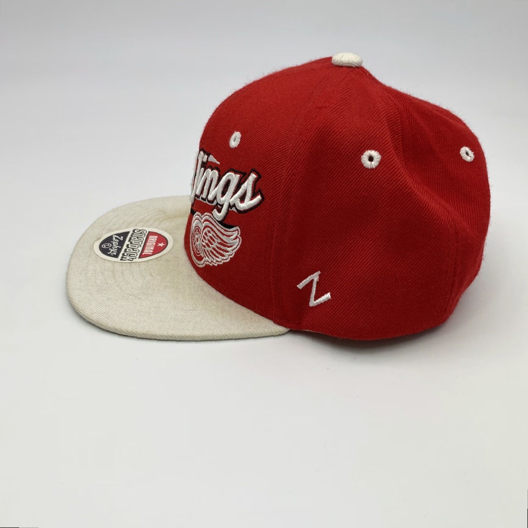 Zephyr VINTAGE Zephyr DETROIT RED WINGS Hat Snapback White Red Flat Brim Mens Cap One Size 90s Concert Casual Men’s Size ONE SIZE - 3 Thumbnail