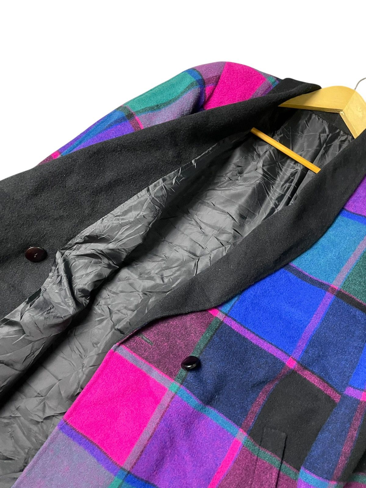 Handmade × Japanese Brand × Vintage HANDMADE Brand Purple Plaid Wool Coat (99) Size US M / EU 48-50 / 2 - 5 Thumbnail