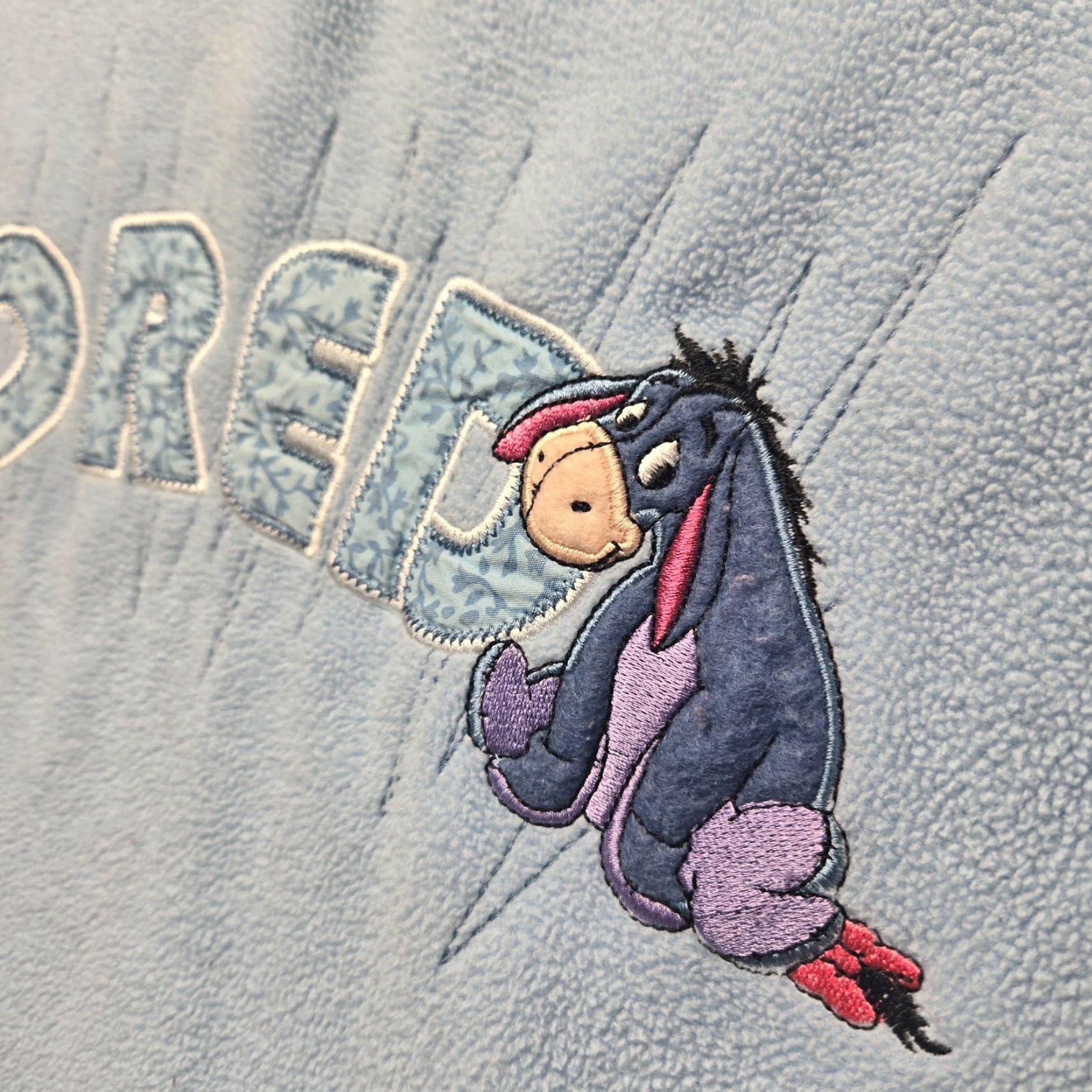 Disney VINTAGE Disney Sweatshirt Pullover Fleece Blue Eeyore Women's L V-Neck - Disney, Eeyore-Winnie The Pooh Size L / US 10 / IT 46 - 4 Thumbnail
