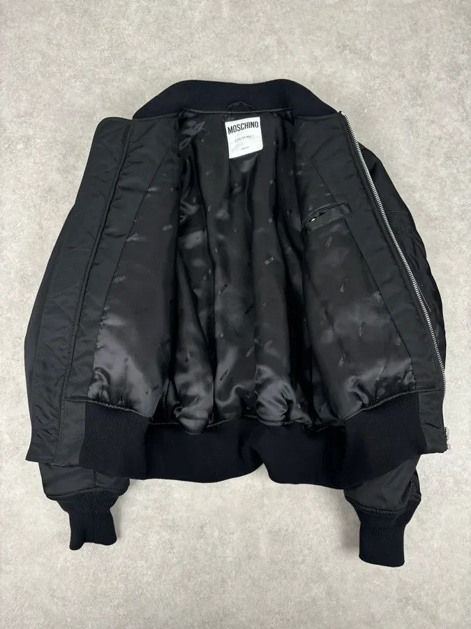 Moschino AW2018 Moschino Black Nylon Pinstriped Vest Bomber Jacket Size US L / EU 52-54 / 3 - 8 Thumbnail