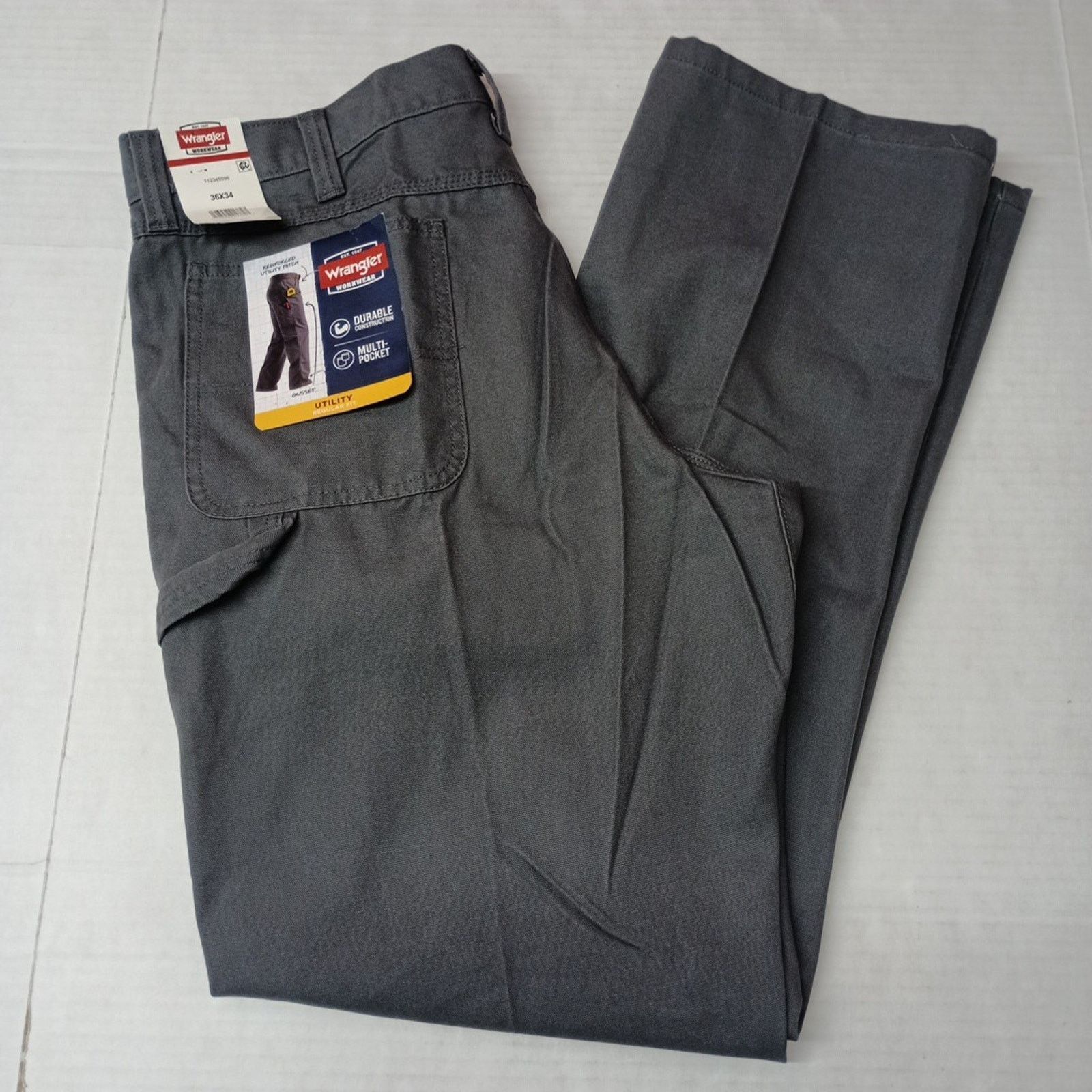 Wrangler Wrangler Carpenter Utility Pants Mens 36x34 Gray Regular Fit Size US 36 / EU 52 - 1 Thumbnail