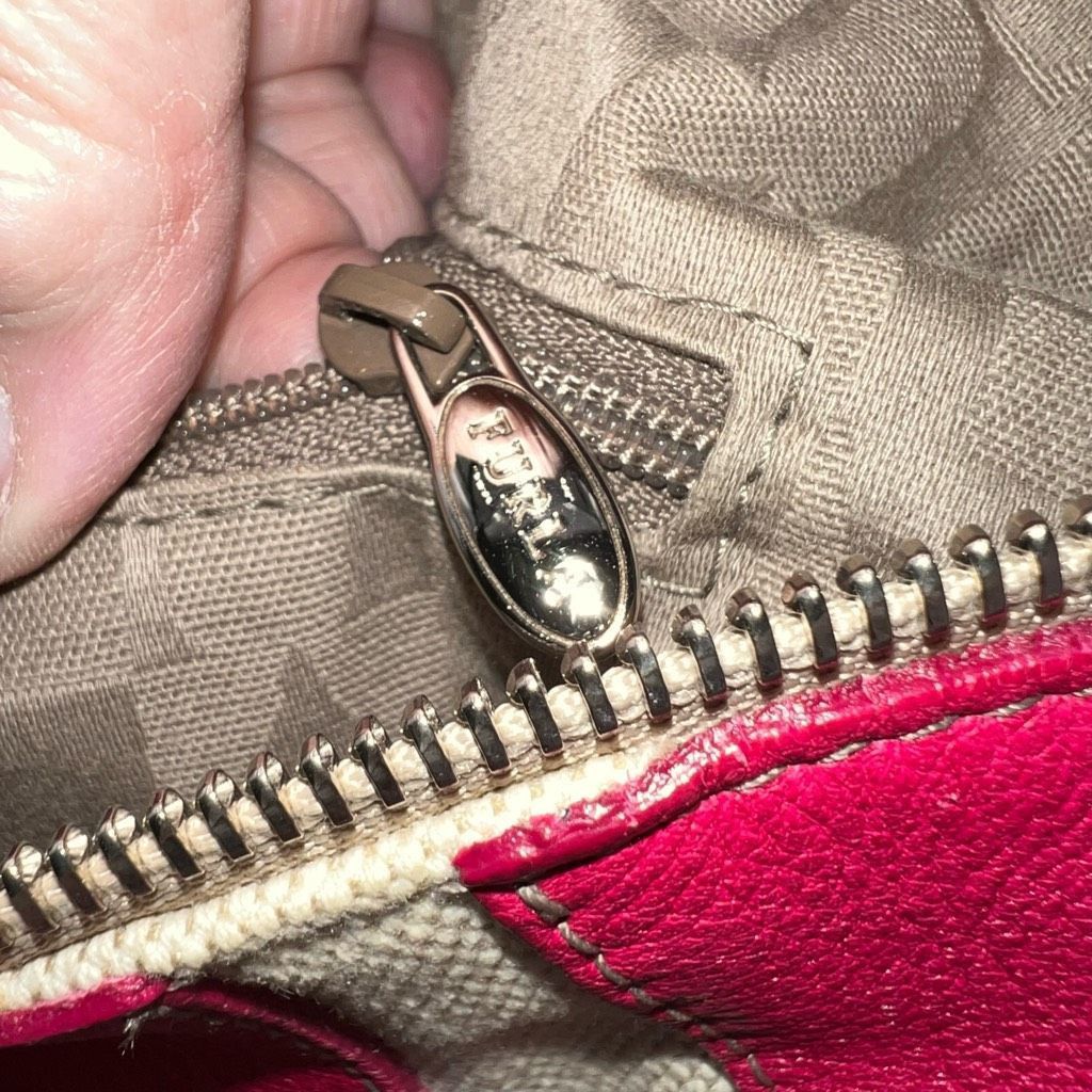 Furla Furla Vintage Canvas And Hot Pink with Silver Snake Embossed Shoulder Strap Bag Size ONE SIZE - 13 Thumbnail