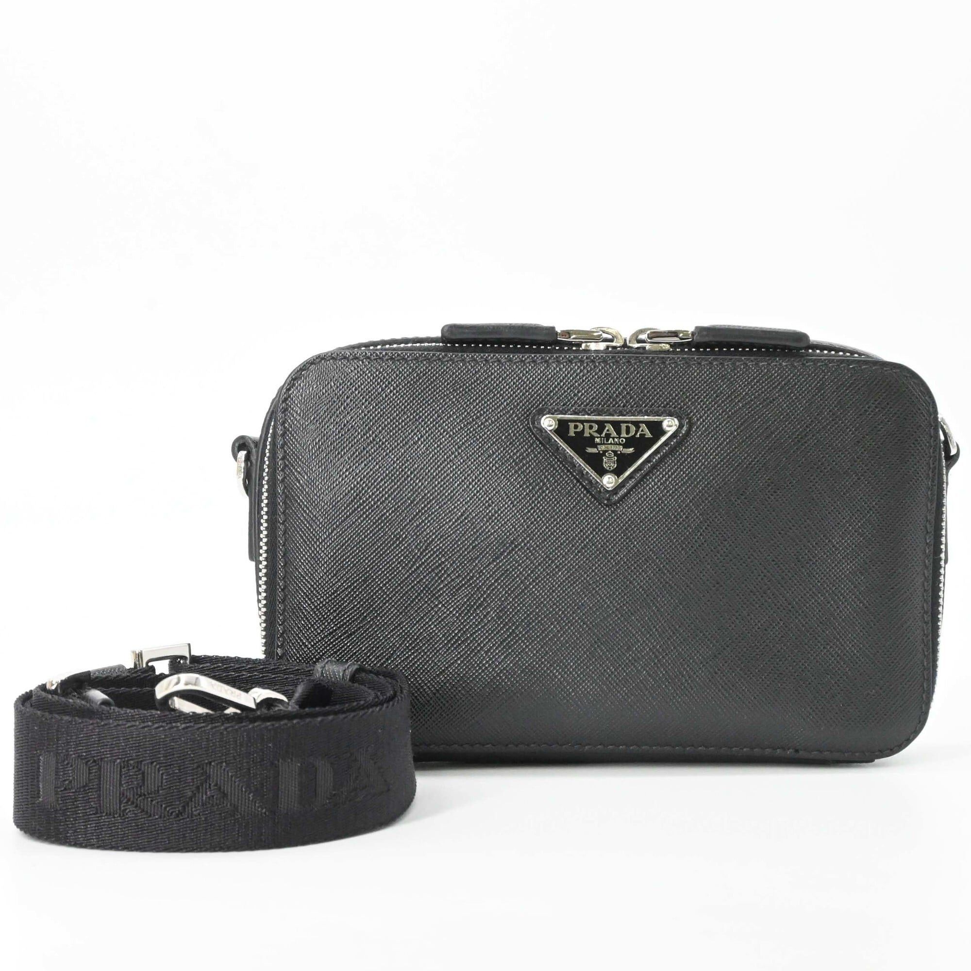 Prada PRADA Brick Saffiano Leather Shoulder Bag, Black, 2VH173 Size ONE SIZE - 1 Thumbnail