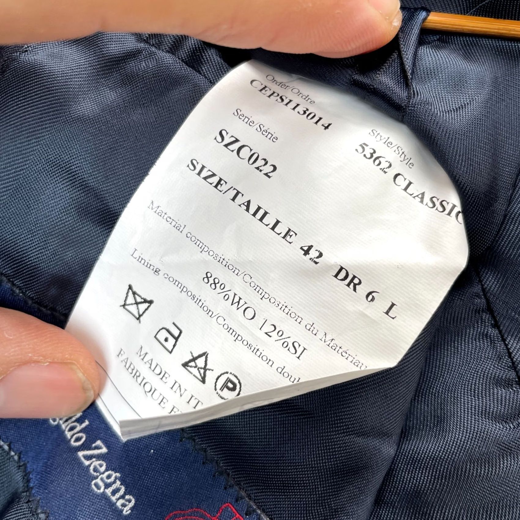 Ermenegildo Zegna Ermenegildo Zegna Blazer Coat Mens 42 Long Blue Jacket Wool Blend Classic Fit Size 42R - 6 Thumbnail