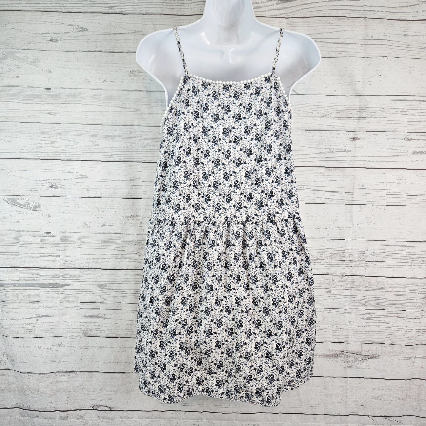 Loft VINTAGE? No. Ann Taylor LOFT Womens Mini Dress Sz Small Blue White Floral Linen Blend Shirt Adult XS? Size S / US 4 / IT 40 - 3 Thumbnail