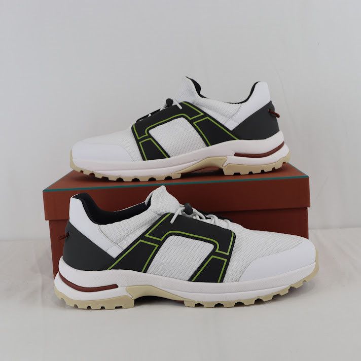 image of Loro Piana Trail Hiker Walk Mesh Roadster Calf Sneaker In White/black, Men's (Size 13)