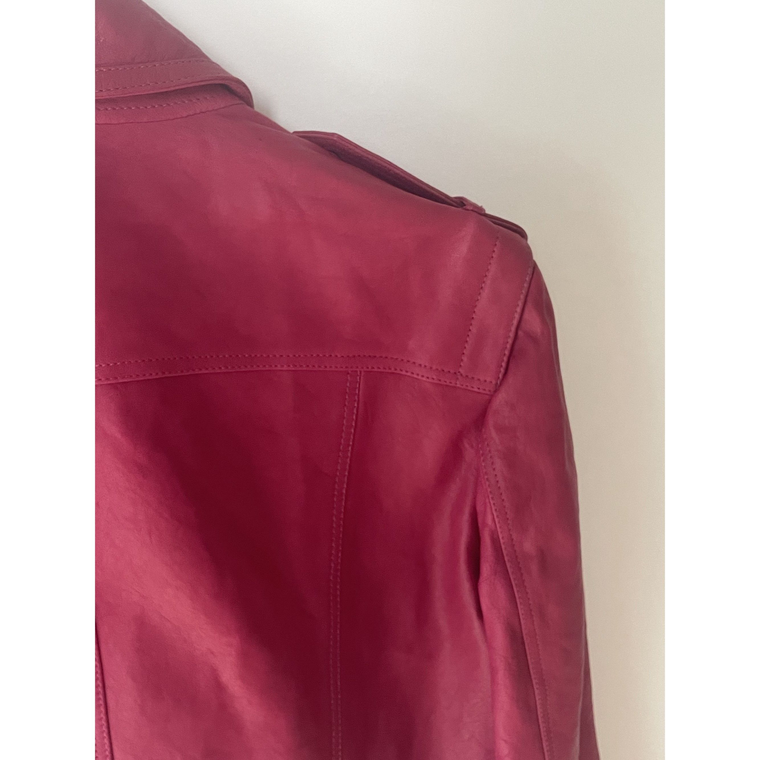 Burberry Burberry London Womens Cropped Pink Leather Double-Breasted Size M / US 6-8 / IT 42-44 - 7 Thumbnail