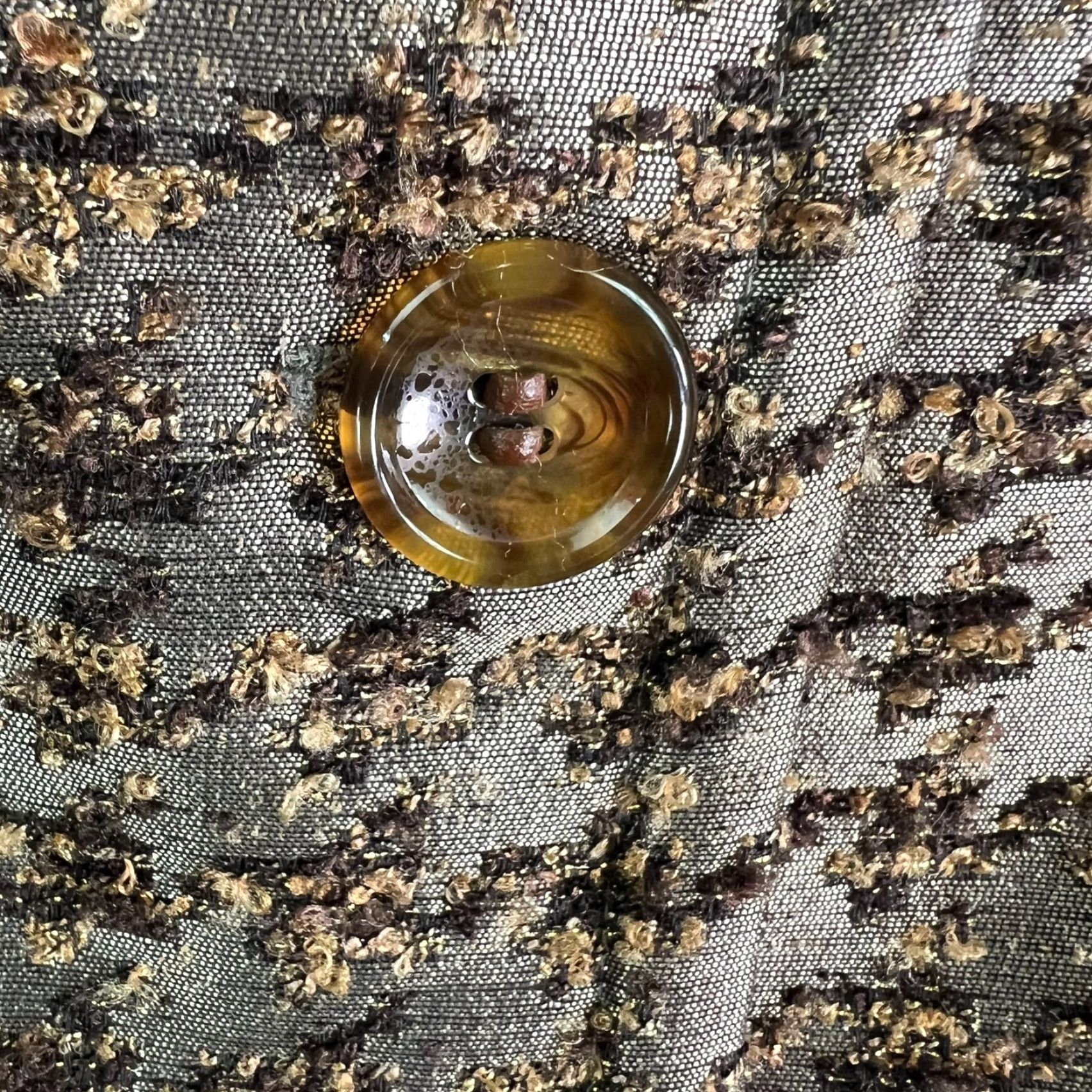 Vintage Chico's Blazer Jacket Women Size 2 Brown Geometric Notch 4-Button Lined Polyester Dressy Lightweight Regular Buttons? Size XS / US 0-2 / IT 36-38 - 6 Thumbnail