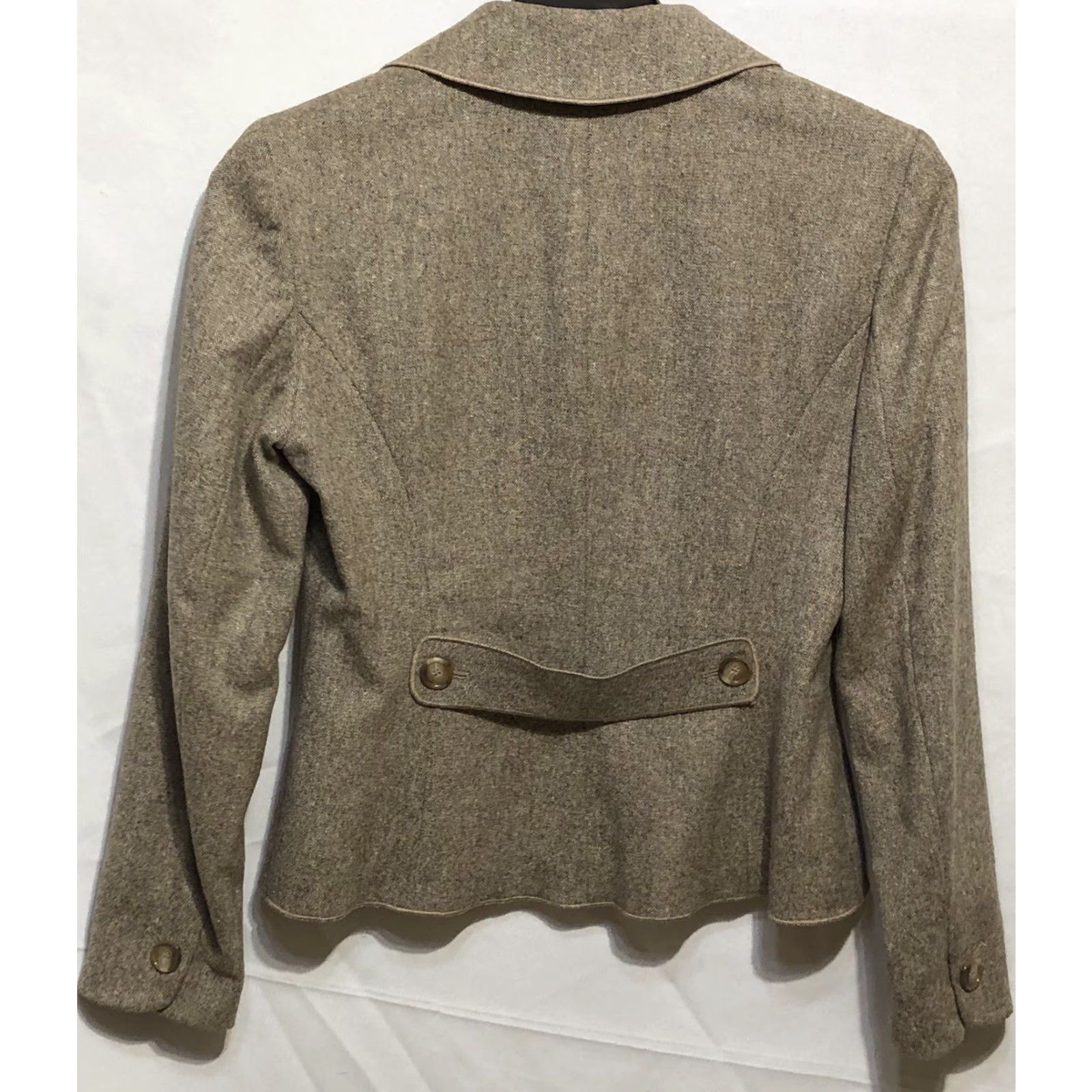 Ann Taylor VINTAGE Ann Taylor 2pc Blazer Jacket Pant Wool Suit 4 Lt Brown Bow Pockets Office Career Women Suit Size 27" / US 4 / IT 40 - 4 Thumbnail