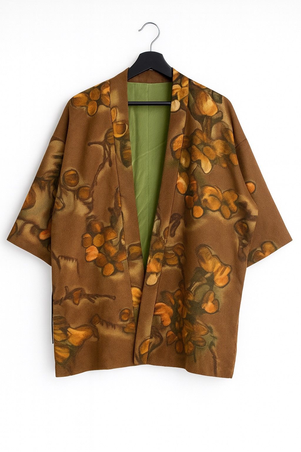 Japanese Brand Vintage Floral Kimono Jacket | Brown Japanese-Inspired Haori Size US M / EU 48-50 / 2 - 1 Thumbnail