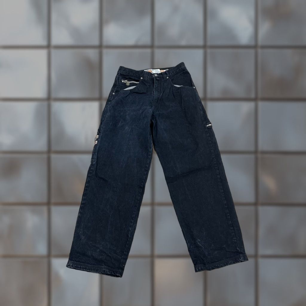 Vintage Beyond The Limit Jeans Baggy Denim 32x31 Black Hip Hop Mens Straight Wide-Leg 90s Seasons Pockets Size US 32 / EU 48 - 1 Thumbnail