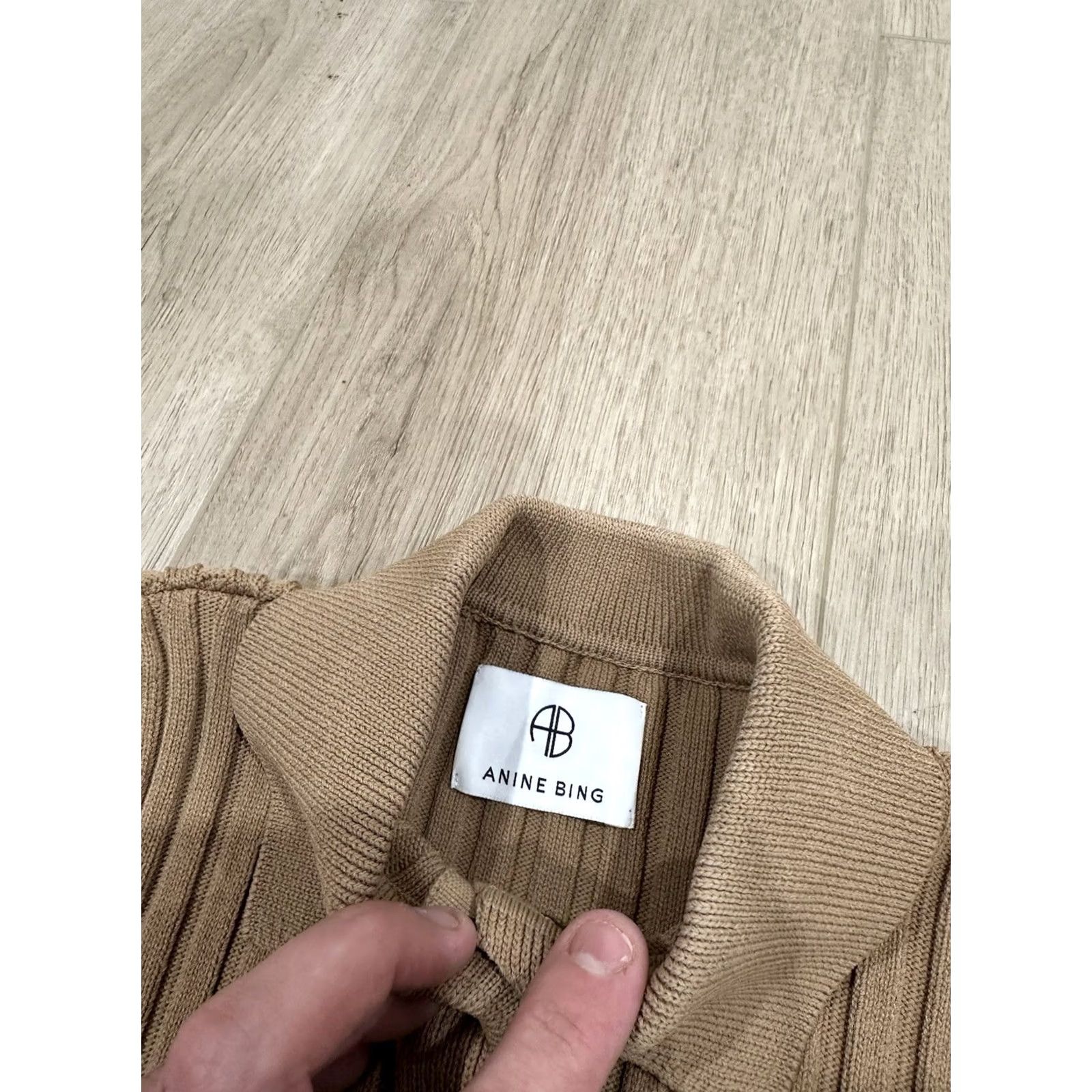 Anine Bing ANINE BING Cardigan Sweater XS Womens Knit Ribbed Collared Cropped Casual Fall Spring Winter Brown Size XS / US 0-2 / IT 36-38 - 3 Thumbnail