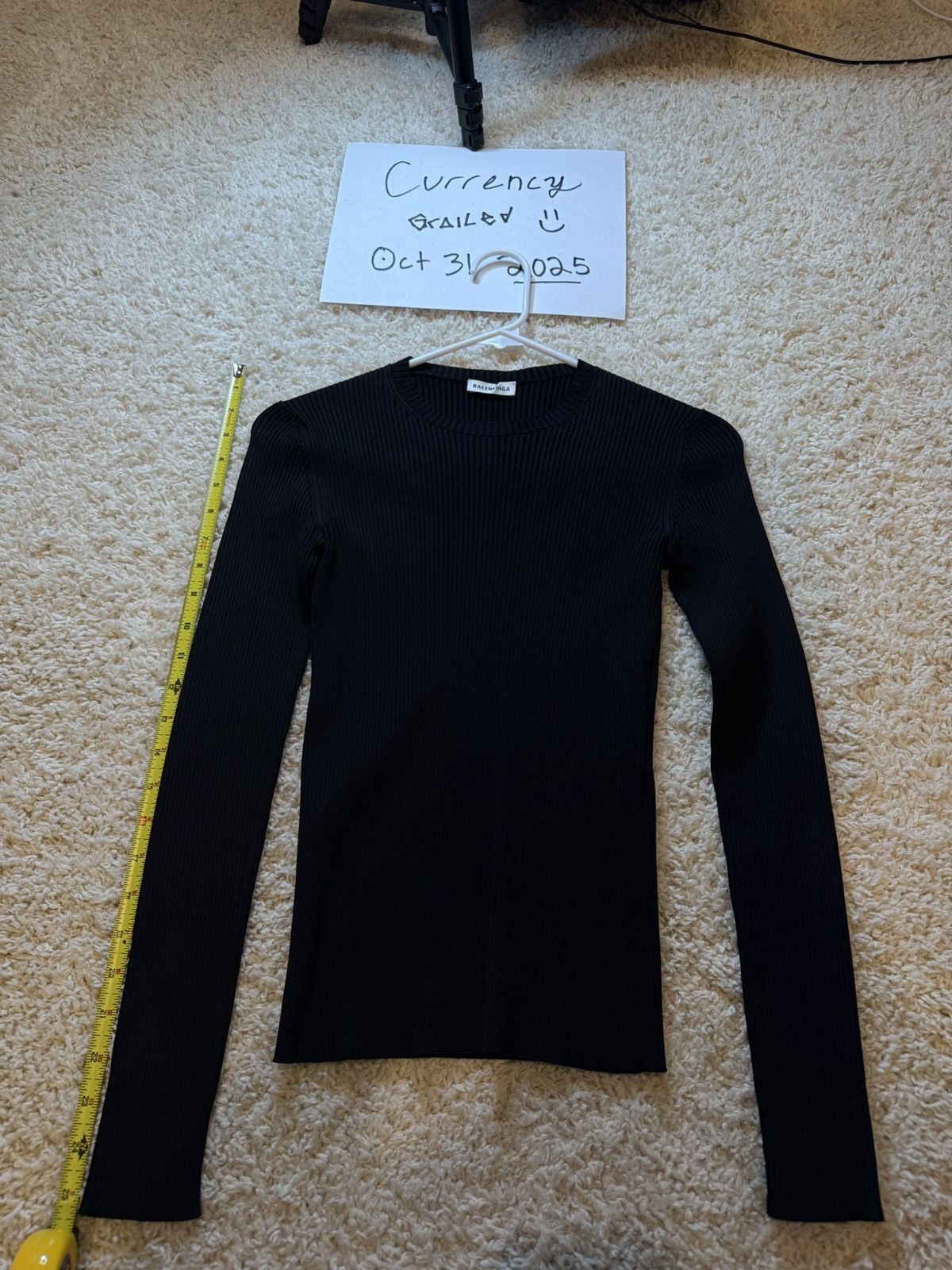 Balenciaga Rubber Logo Ribbed Sweater Long Sleeve Tshirt