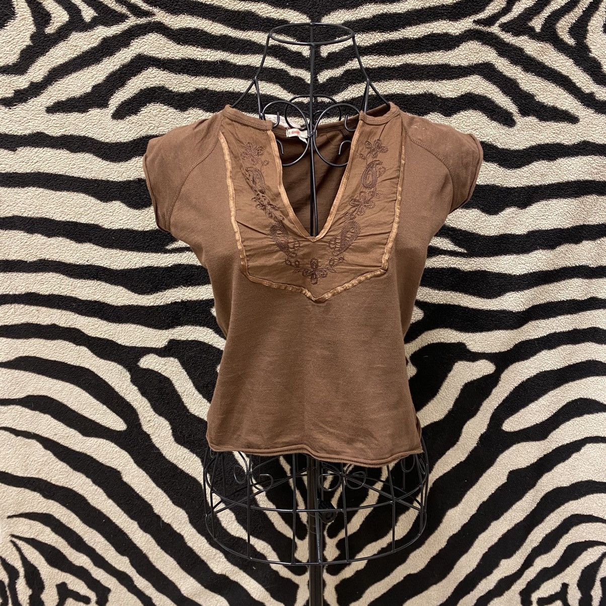Vintage Vintage dark brown cotton t-shirt Size S / US 4 / IT 40 - 2 Thumbnail