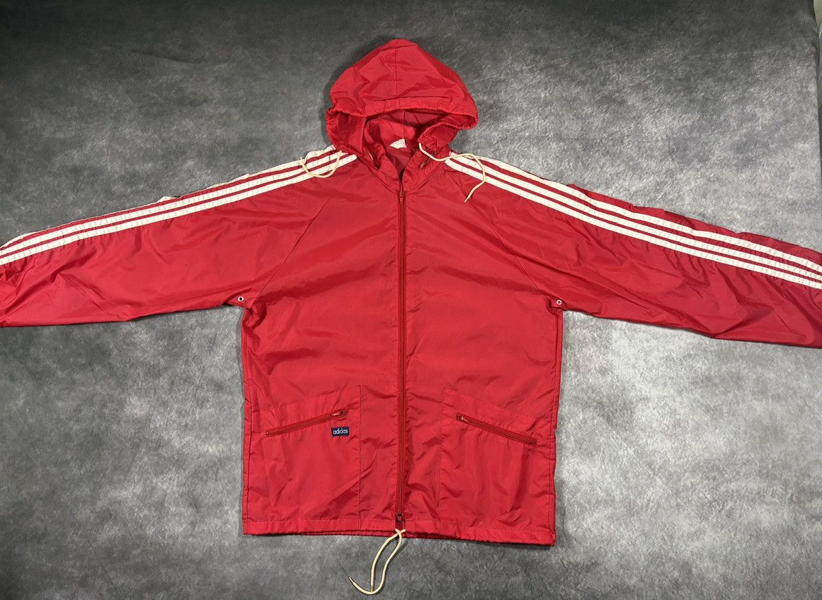 Adidas 1980s Adidas Windbreaker Vintage Track Jacket Hood 3 Stripe Size US M / EU 48-50 / 2 - 13 Thumbnail