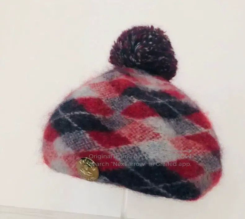 Vivienne Westwood Vivienne Westwood Herringbone beret with metal Saturn embl Size ONE SIZE - 2 Thumbnail