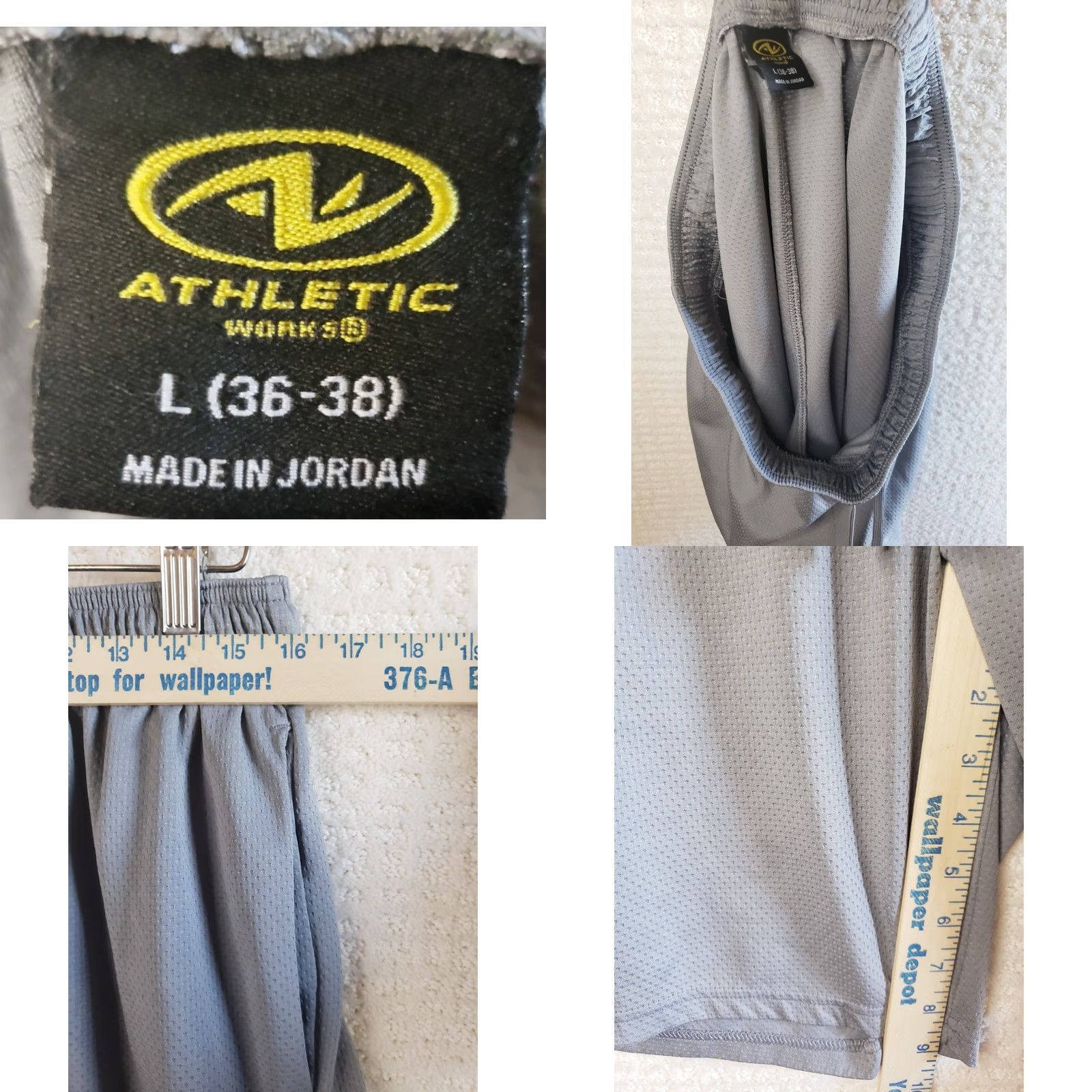 Athletic Works Athletic Works Mens L Gray Training Shorts Polyester Elastic Drawstring Athletic Size US 33 - 8 Thumbnail