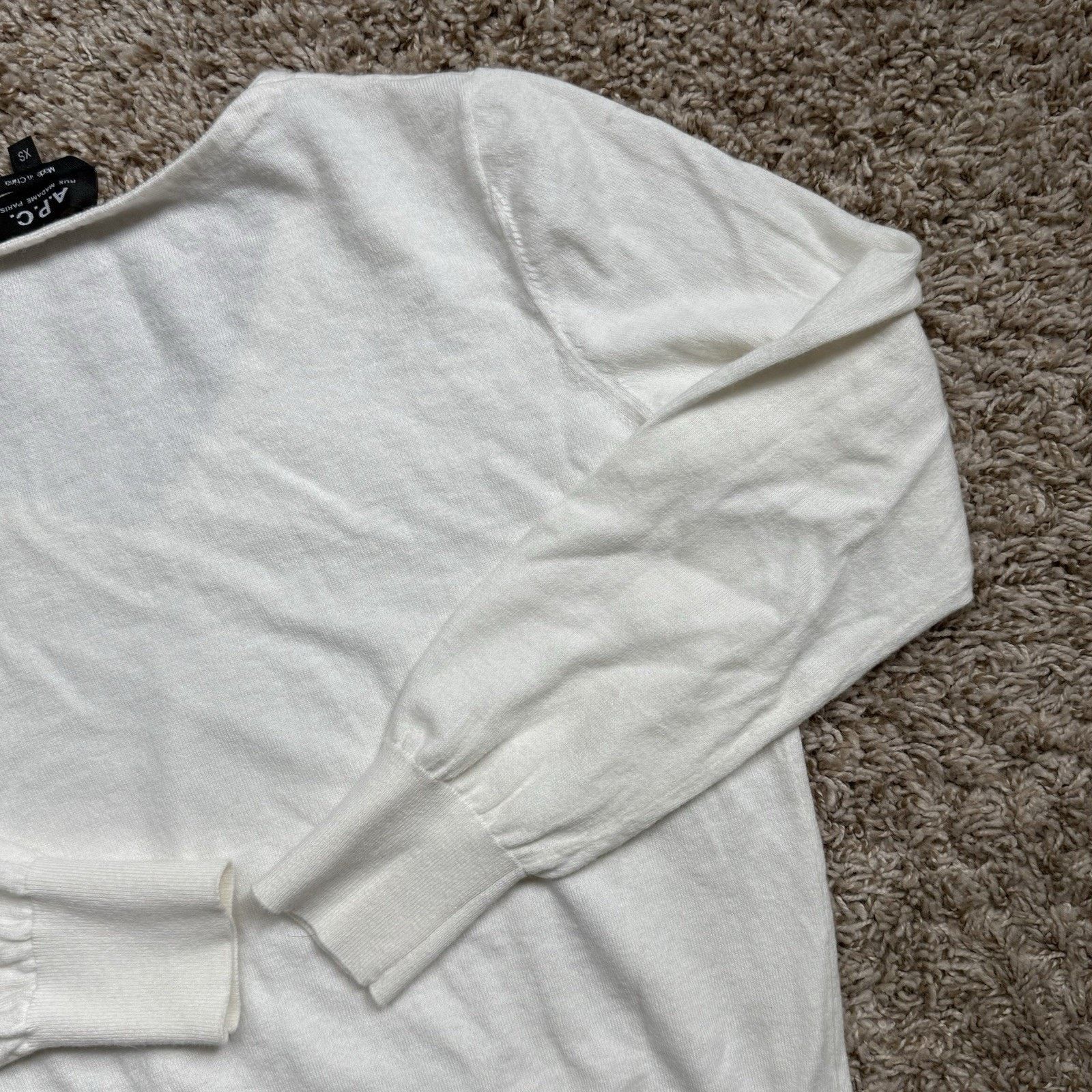 A.P.C. A.P.C. White V Neck Sweater Cotton Size XS Cashmere Wool Size XS / US 0-2 / IT 36-38 - 8 Thumbnail