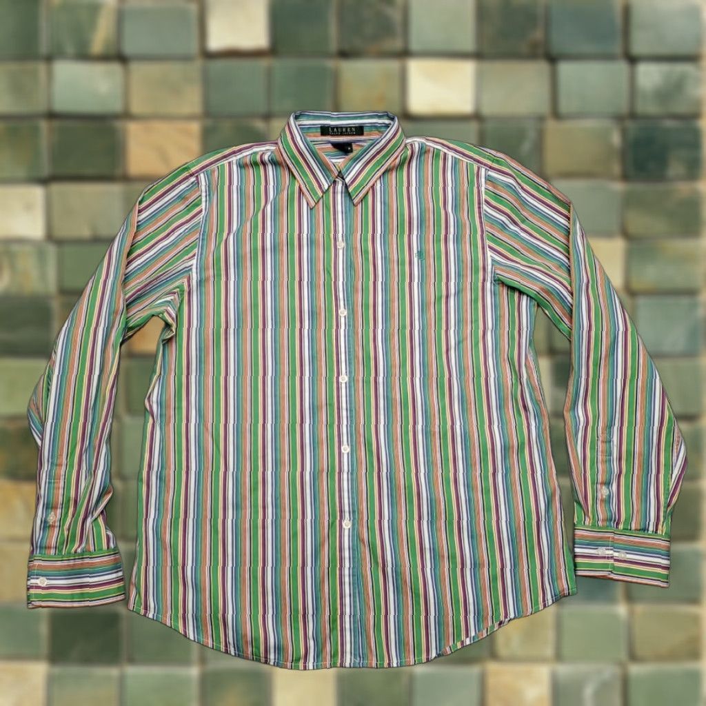 Ralph Lauren Lauren Ralph Lauren Shirt Womens M Multicolor Striped 100% Cotton Comfort Top Shirt Womens M Multicolor Striped 100% Cotton Comfort Top Size M / US 6-8 / IT 42-44 - 1 Thumbnail