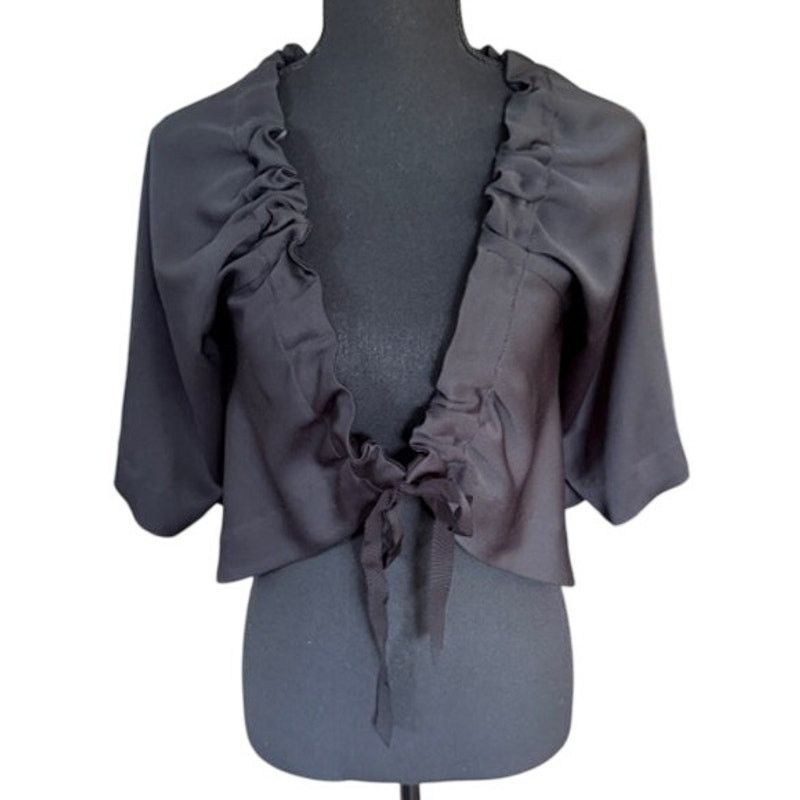 Trina Turk Trina Turk Ruffle Cropped Bolero Black Evening Jacket Size S / US 4 / IT 40 - 2 Thumbnail