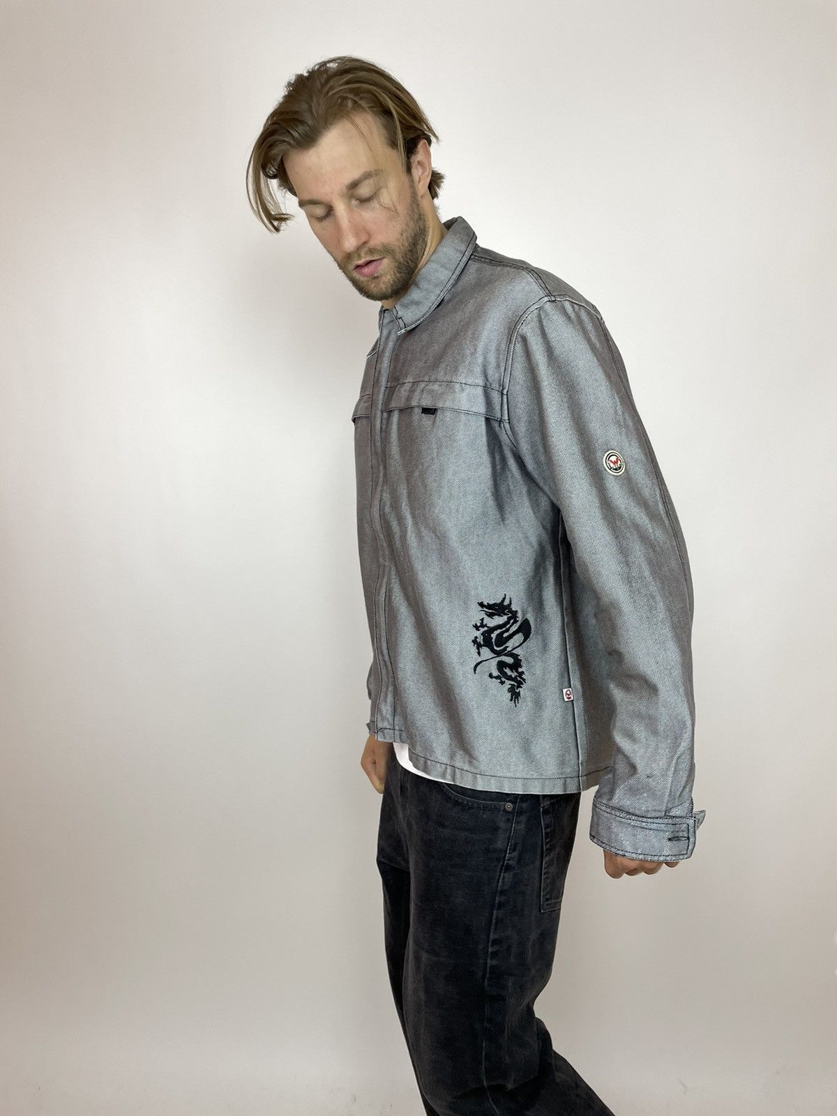 Vintage Silver Japanese denim workwear jacket dragon print Size US XXL / EU 58 / 5 - 5 Thumbnail