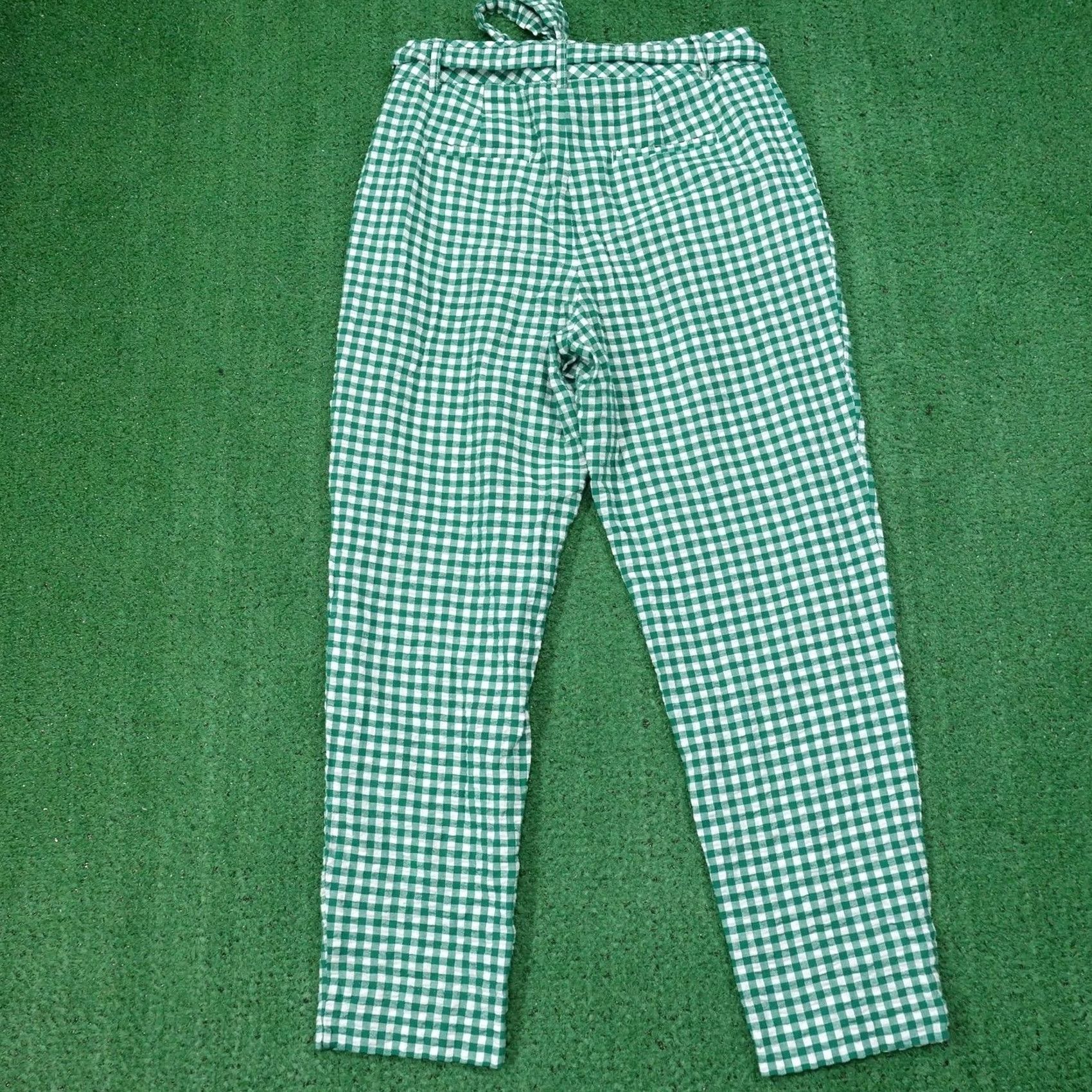 Banana Republic Banana Republic Womens Pants Green Gingham Paperbag Crop Twill Belted Linen Size 2 Size 26" / US 2 / IT 38 - 4 Thumbnail