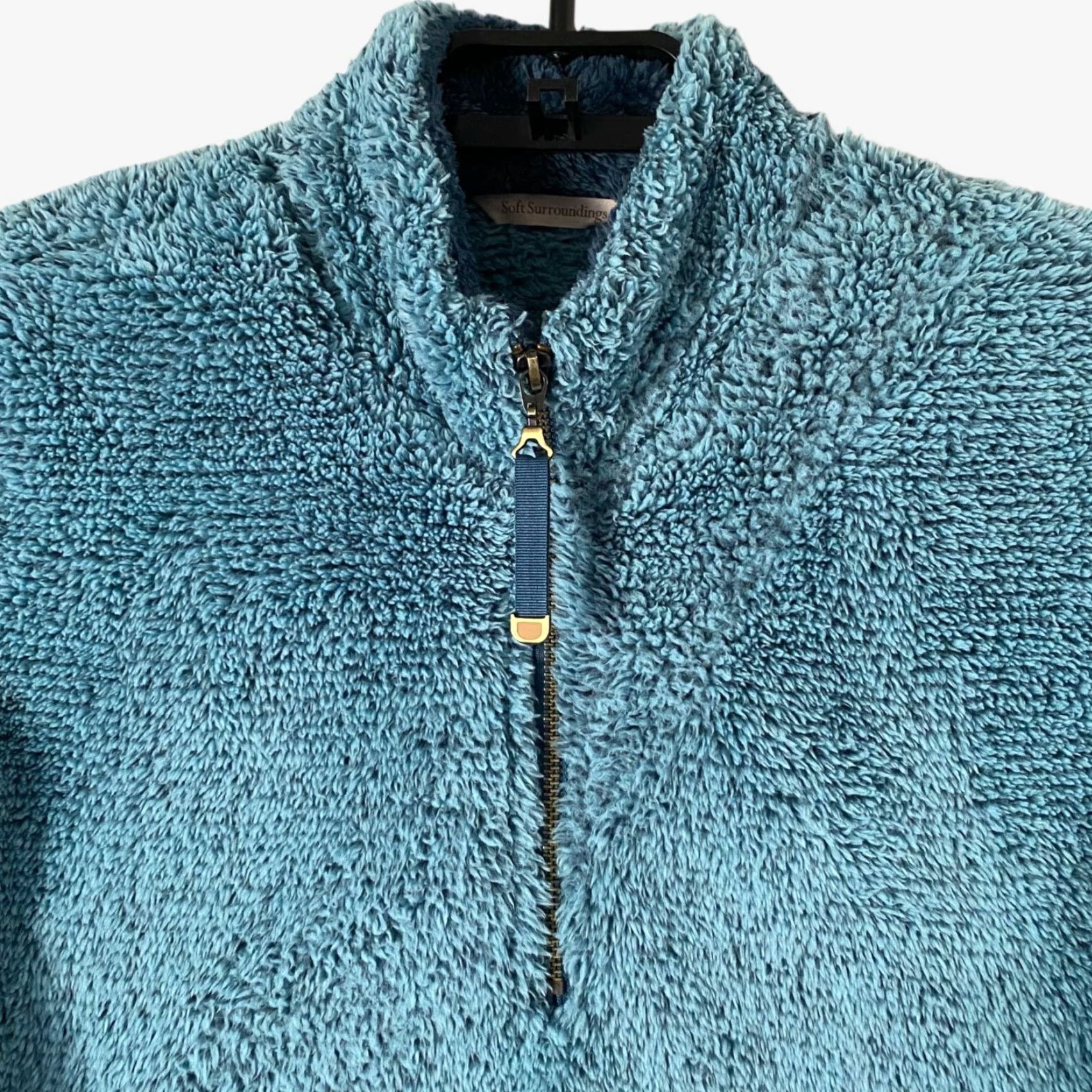 Soft Surroundings Soft Surroundings Faux Sherpa Plush Teddy 1/4 Zip Pullover Women's S Teal Blue Jacket Casual Outdoor Workwear Size S / US 4 / IT 40 - 5 Thumbnail