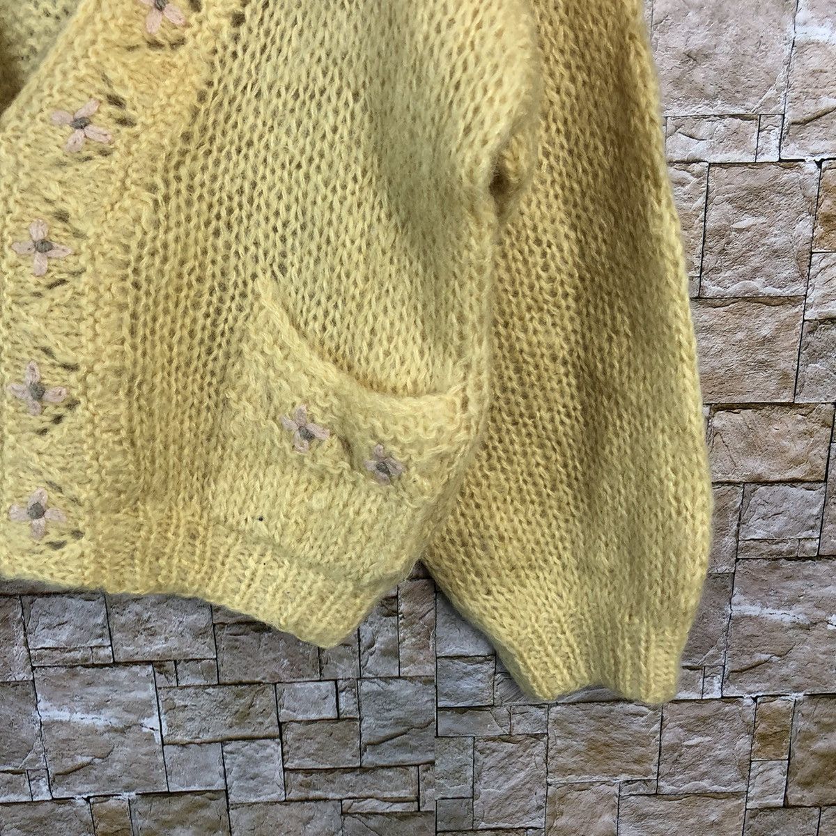 Homespun Knitwear Bianca Yellow Cardigan mohair fur vintage Knitwear #A861 Size M / US 6-8 / IT 42-44 - 7 Thumbnail