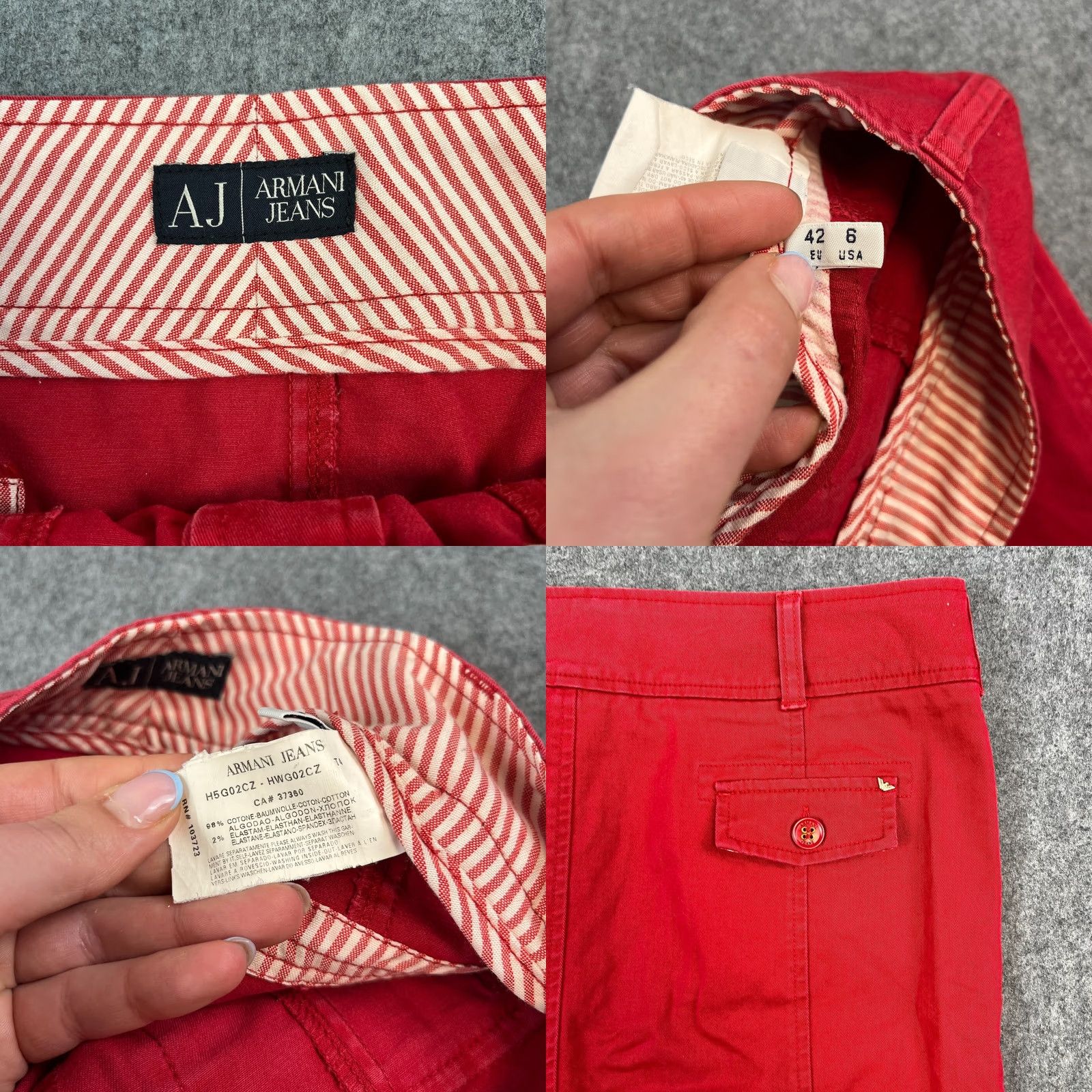 Armani ARMANI Womens Skirt Red UK 12 W32 Utility Cargo Style Designer Y2K 00s Size 34" / US 12 / IT 48 - 8 Thumbnail