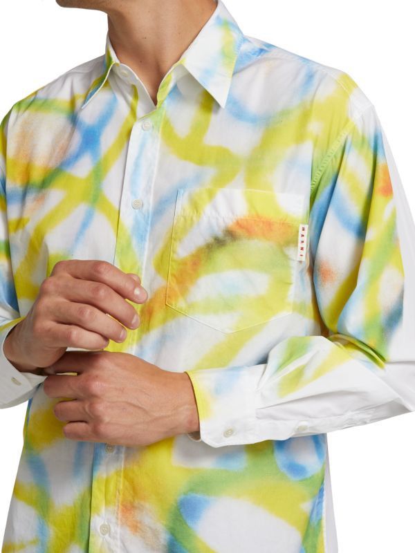 Marni New MARNI Scribble Spray Paint Multicolour Oxford Shirt 50 Size US M / EU 48-50 / 2 - 6 Thumbnail