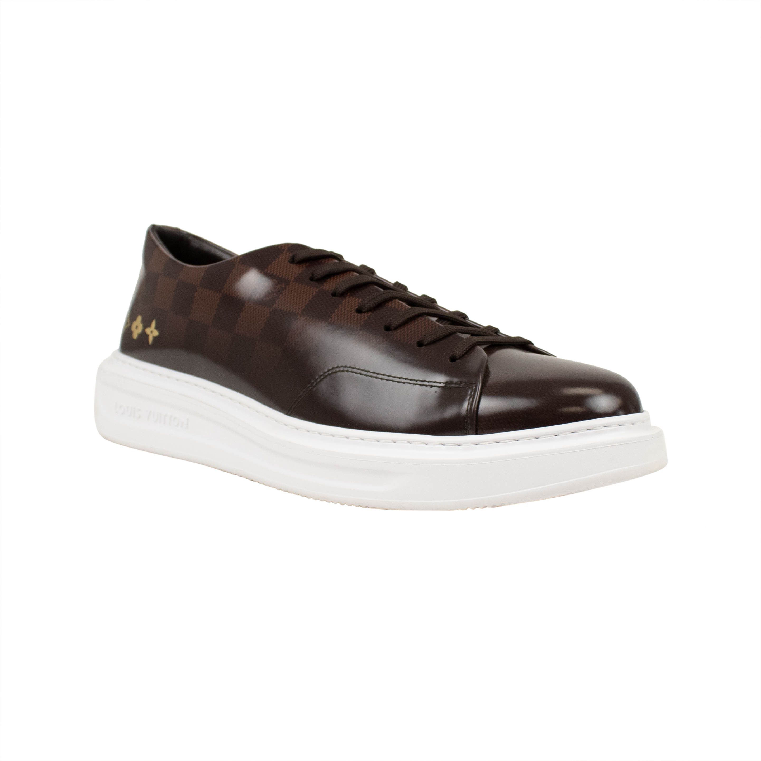 image of Louis Vuitton Ebene Brown Glazed Beverly Hills Sneakers, Men's (Size 9)