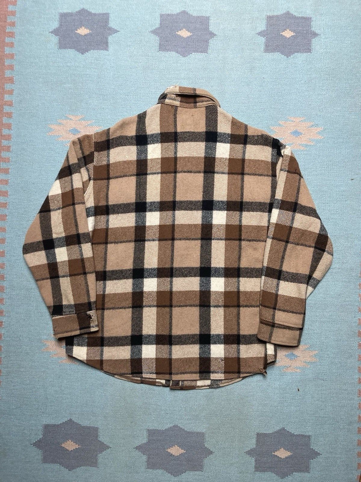 Vintage 50s 60s wool CPO shirt plaid anchor button distressed large Size US L / EU 52-54 / 3 - 2 Thumbnail