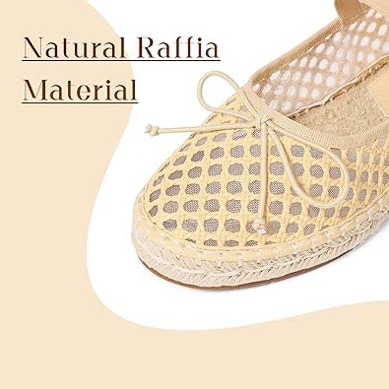 Other Mikarka Women's Size 8 Tan Espadrille Bow Raffia Flats Size US 8 / IT 38 - 3 Thumbnail