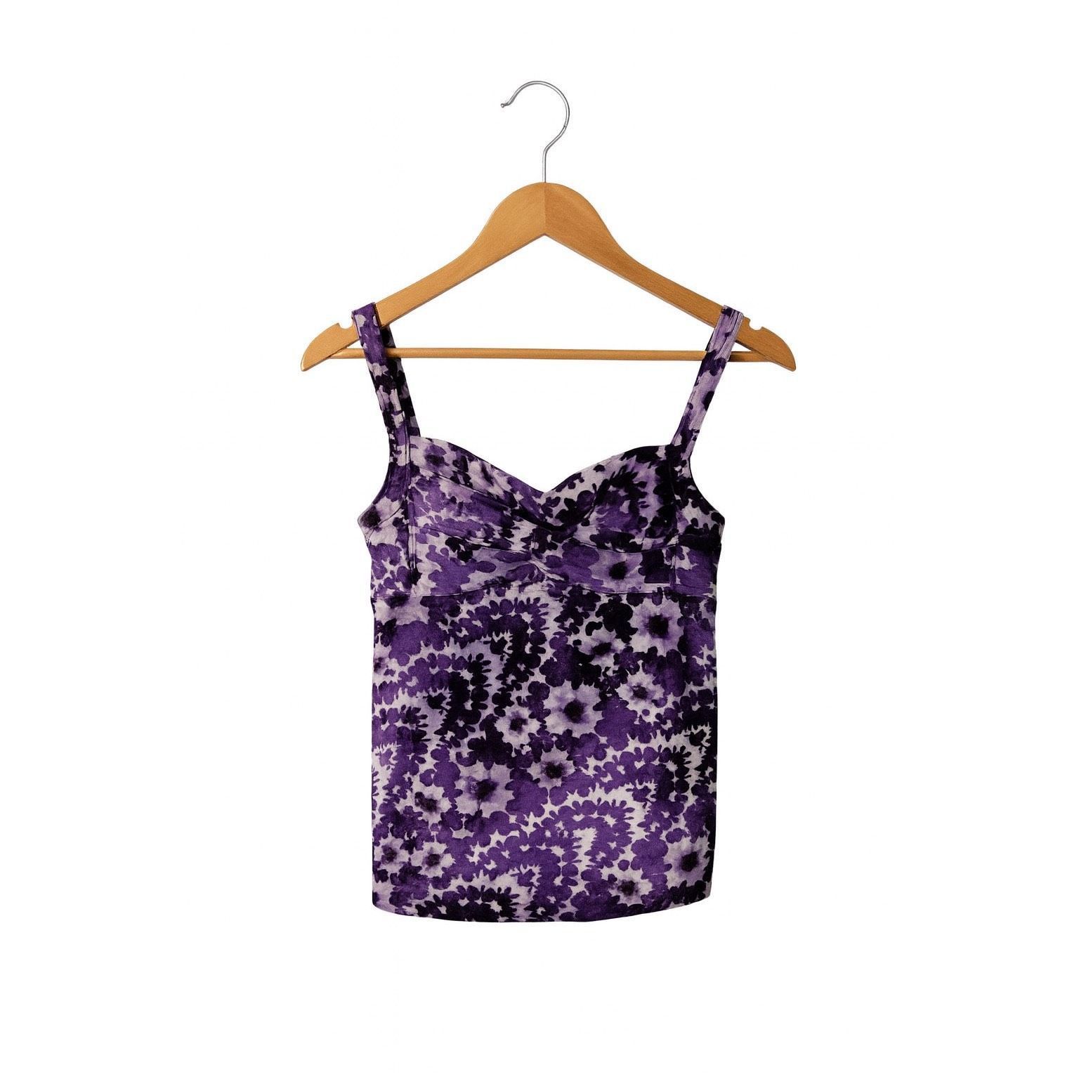 Other Bisou Bisou Purple Floral Tankini Top – Adjustable Straps, W Size ONE SIZE - 2 Thumbnail