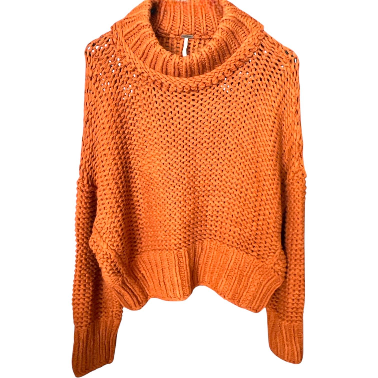 Free People FREE PEOPLE Orange Acrylic Chunky Knit Pullover Sweater, S Size S / US 4 / IT 40 - 2 Thumbnail